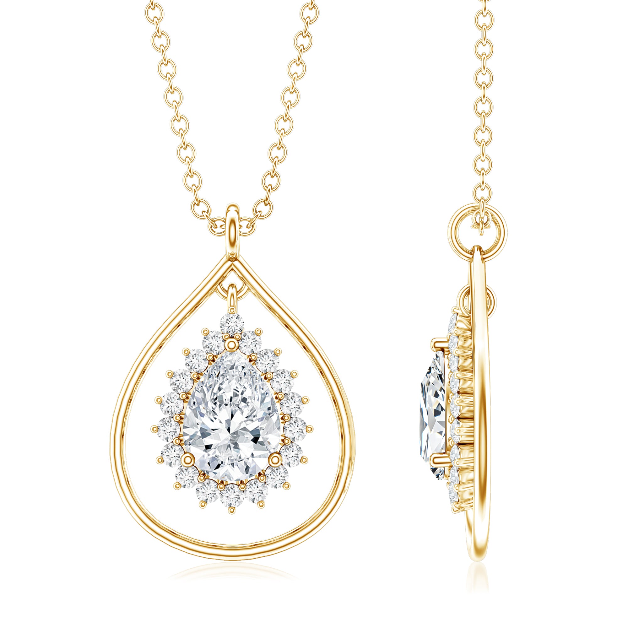 Certified 0.7 Carat Moissanite Teardrop Pendant Necklace D-VS1 - Rosec Jewels