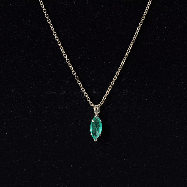 Marquise Cut Emerald Solitaire Pendant Necklace AAA - Rosec Jewels