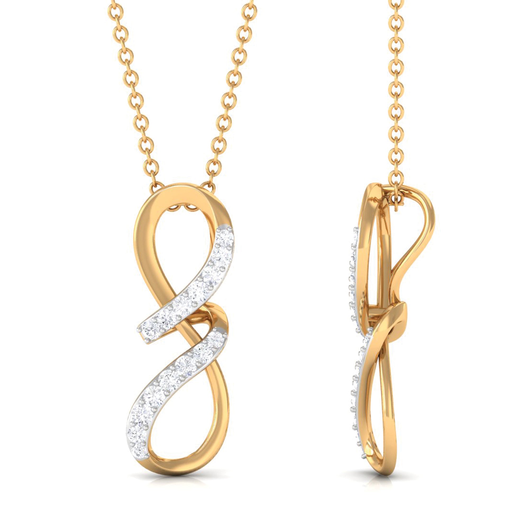 Rosec Jewels-Two Tone Diamond Infinity Twisted Pendant