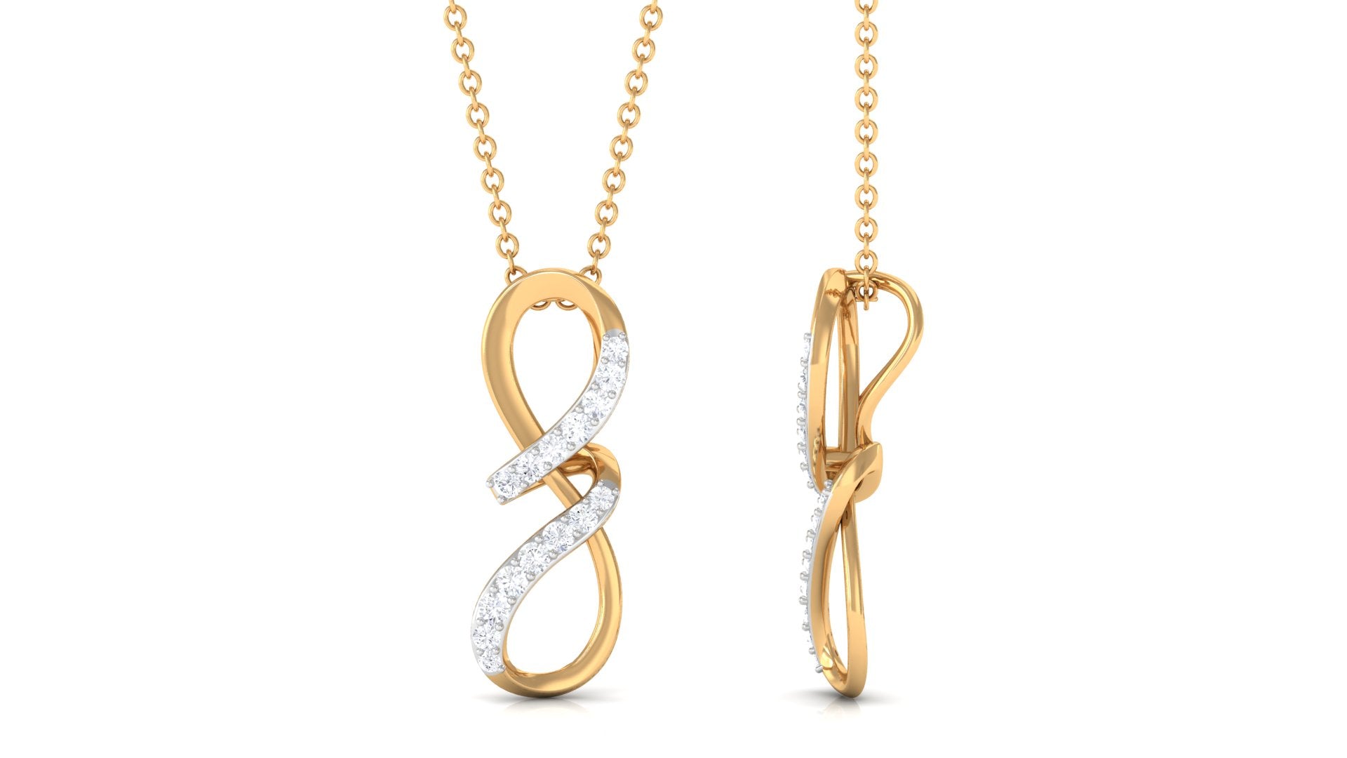 Rosec Jewels-Two Tone Diamond Infinity Twisted Pendant