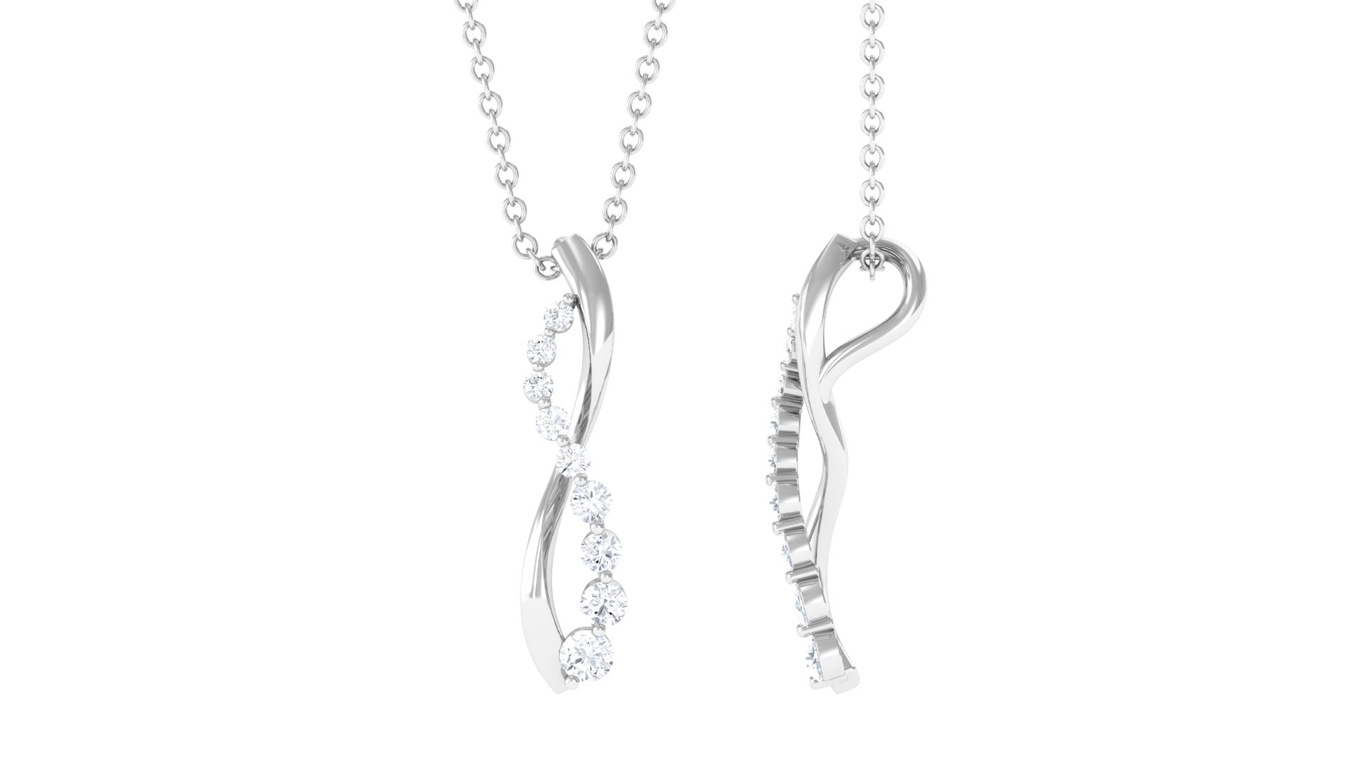 1/4 CT Natural Diamond and Gold Infinity Pendant Necklace