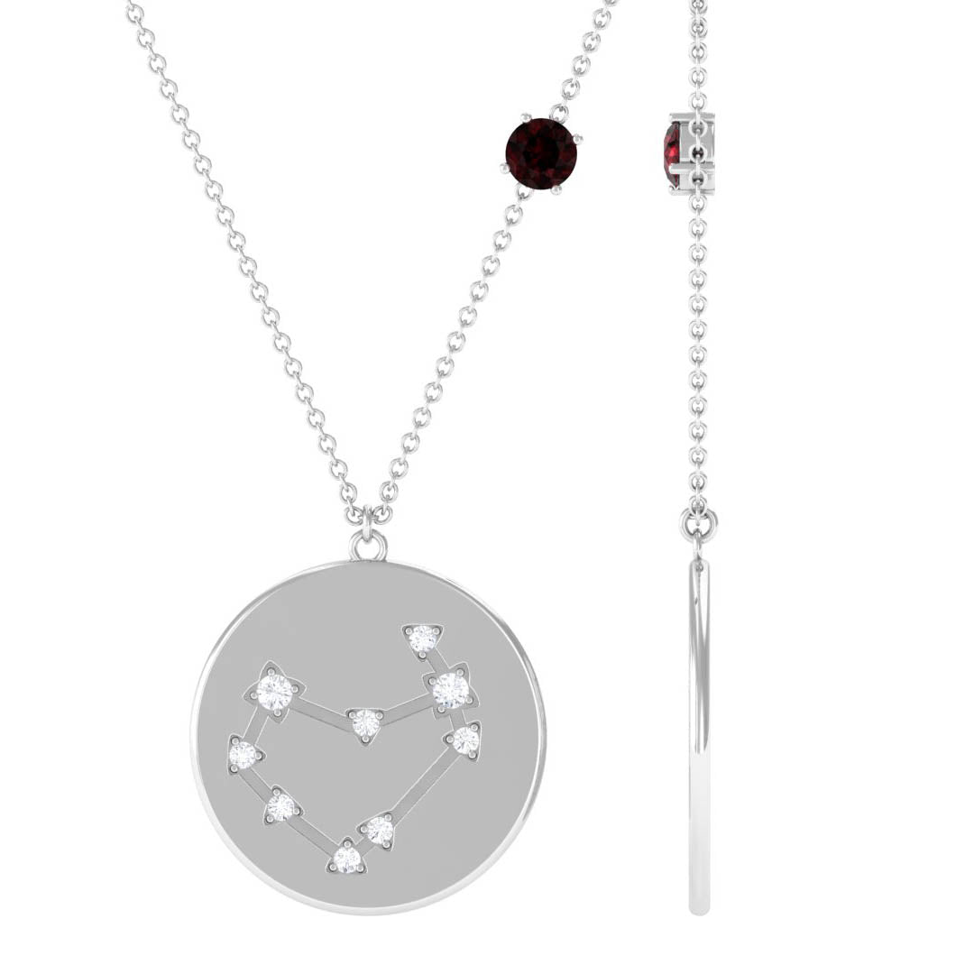 Garnet and Diamond Capricorn Constellation Necklace