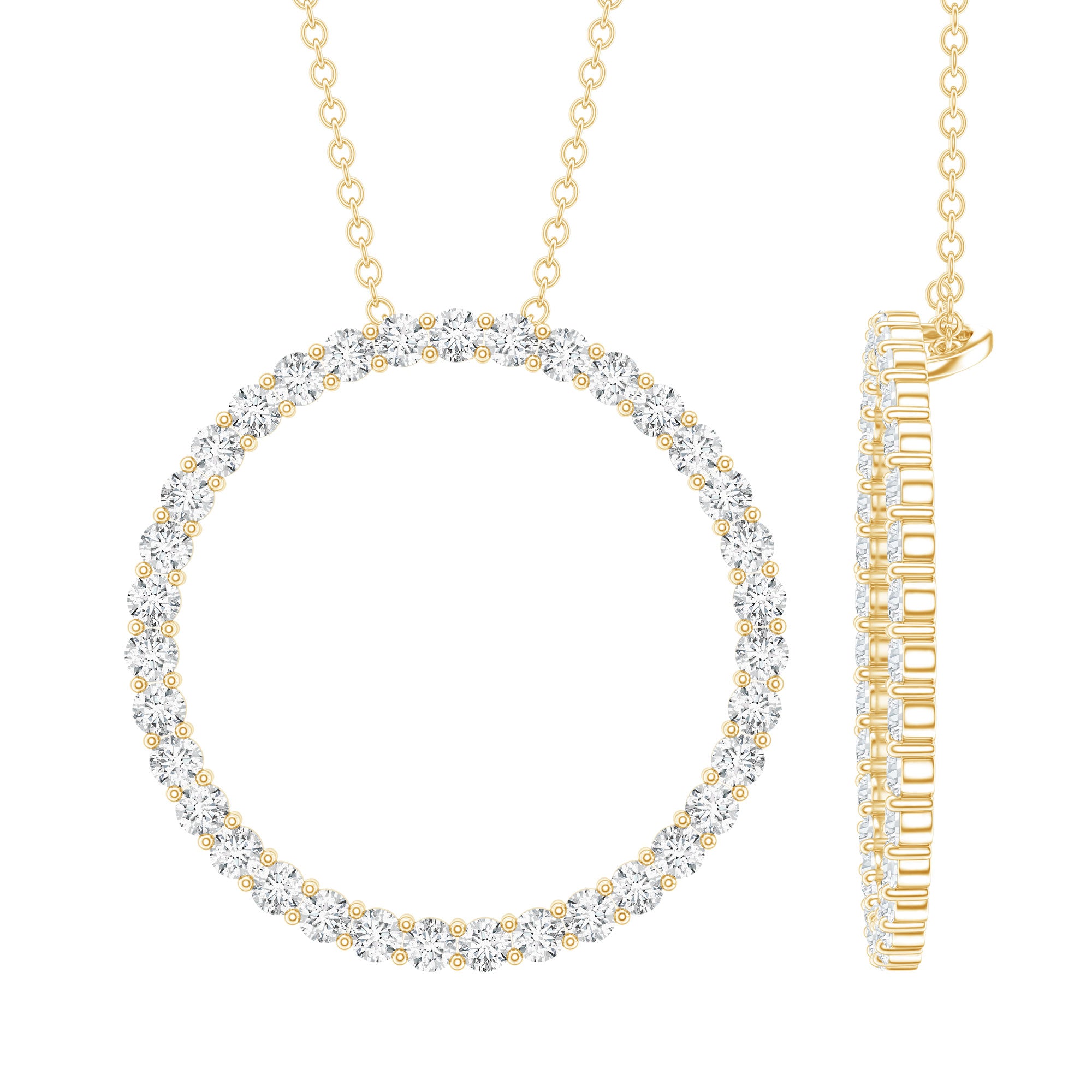 Certified Moissanite Eternity Necklace with Chain D-VS1 - Rosec Jewels