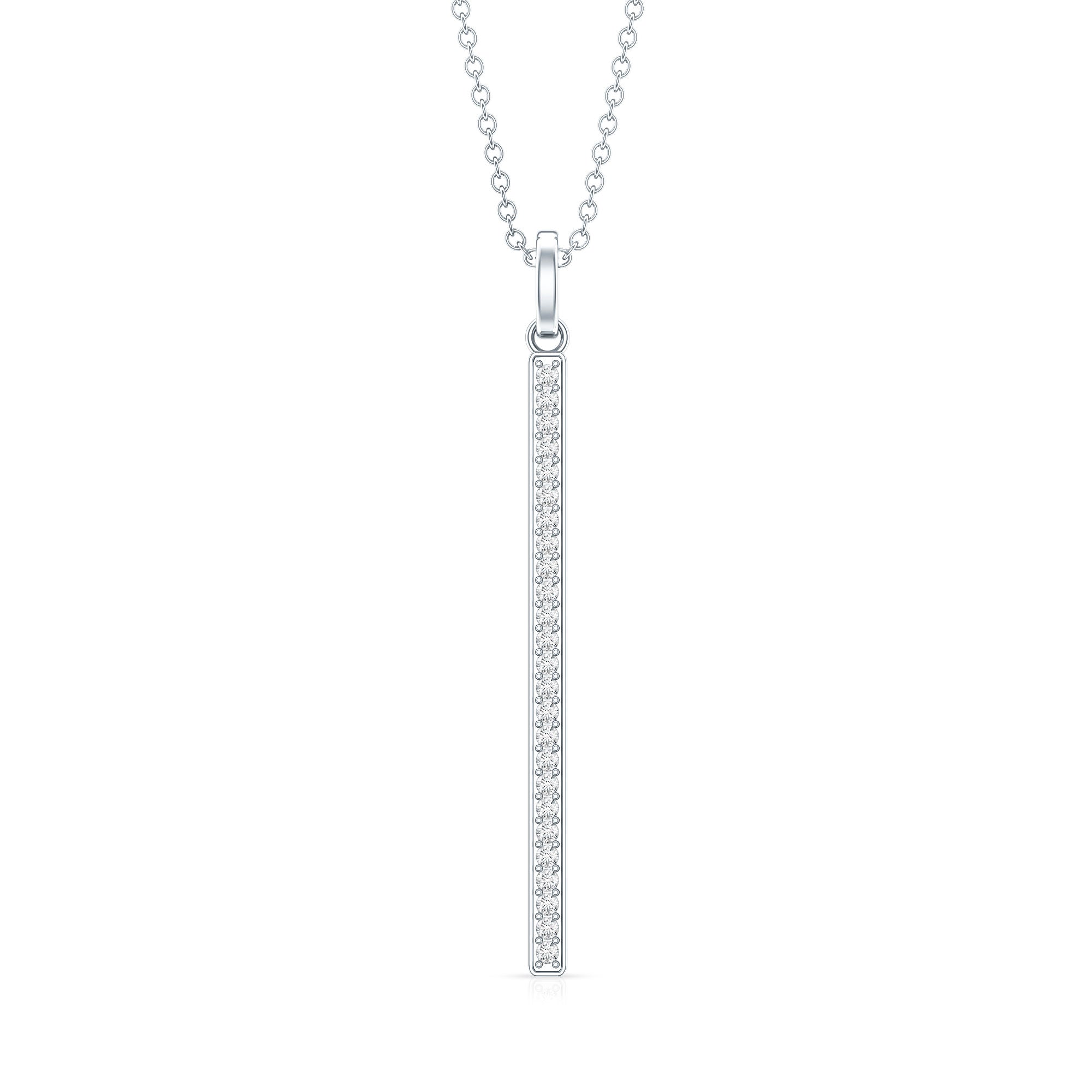 Round Cut Diamond Bar Necklace For Women Natural - ( HI-SI ) - Rosec Jewels