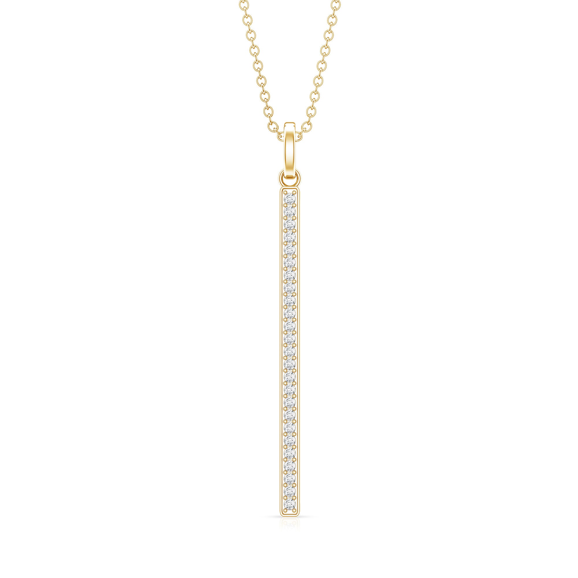 Round Cut Diamond Bar Necklace For Women Natural - ( HI-SI ) - Rosec Jewels