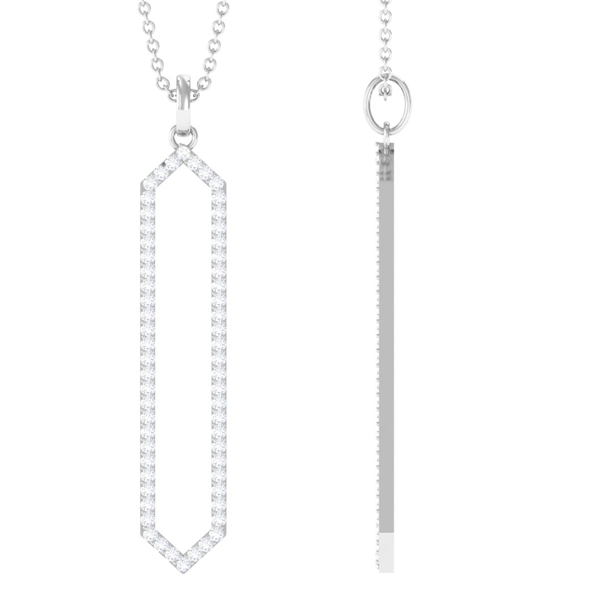 Rosec Jewels-0.50 CT Elegant Hexagonal Diamond Pendant Necklace