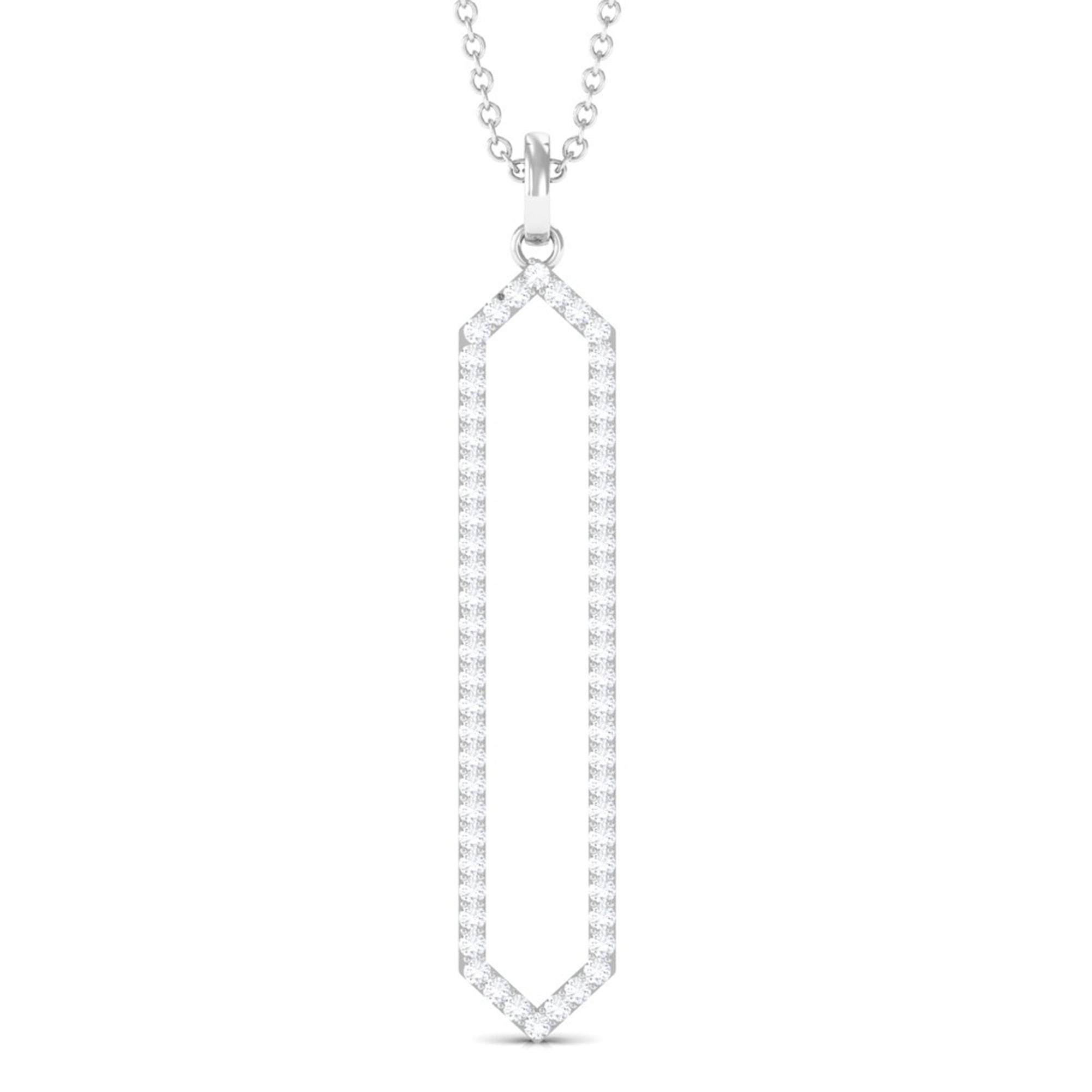 Rosec Jewels-0.50 CT Elegant Hexagonal Diamond Pendant Necklace