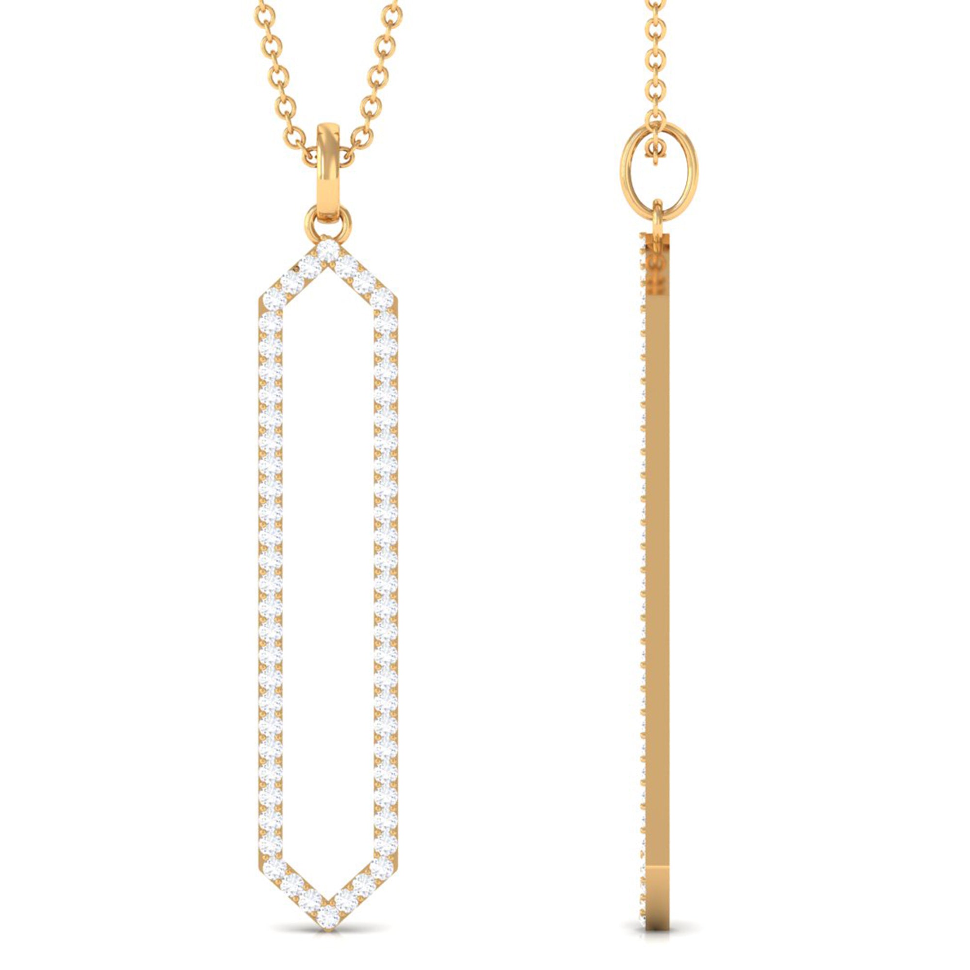 Rosec Jewels-0.50 CT Elegant Hexagonal Diamond Pendant Necklace