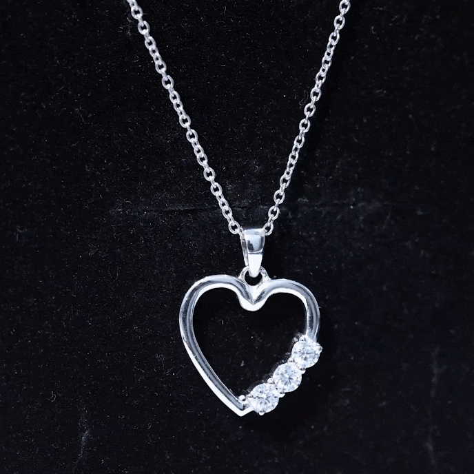 Simple Moissanite Open Heart Pendant Necklace D-VS1 - Rosec Jewels