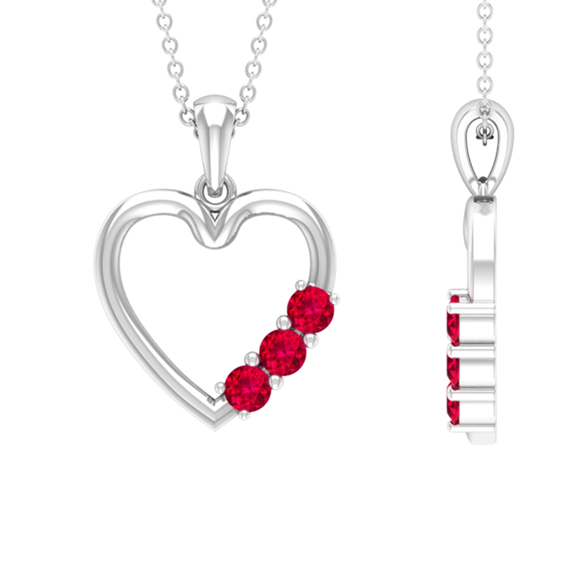 1/2 CT Simple Ruby and Gold Heart Pendant