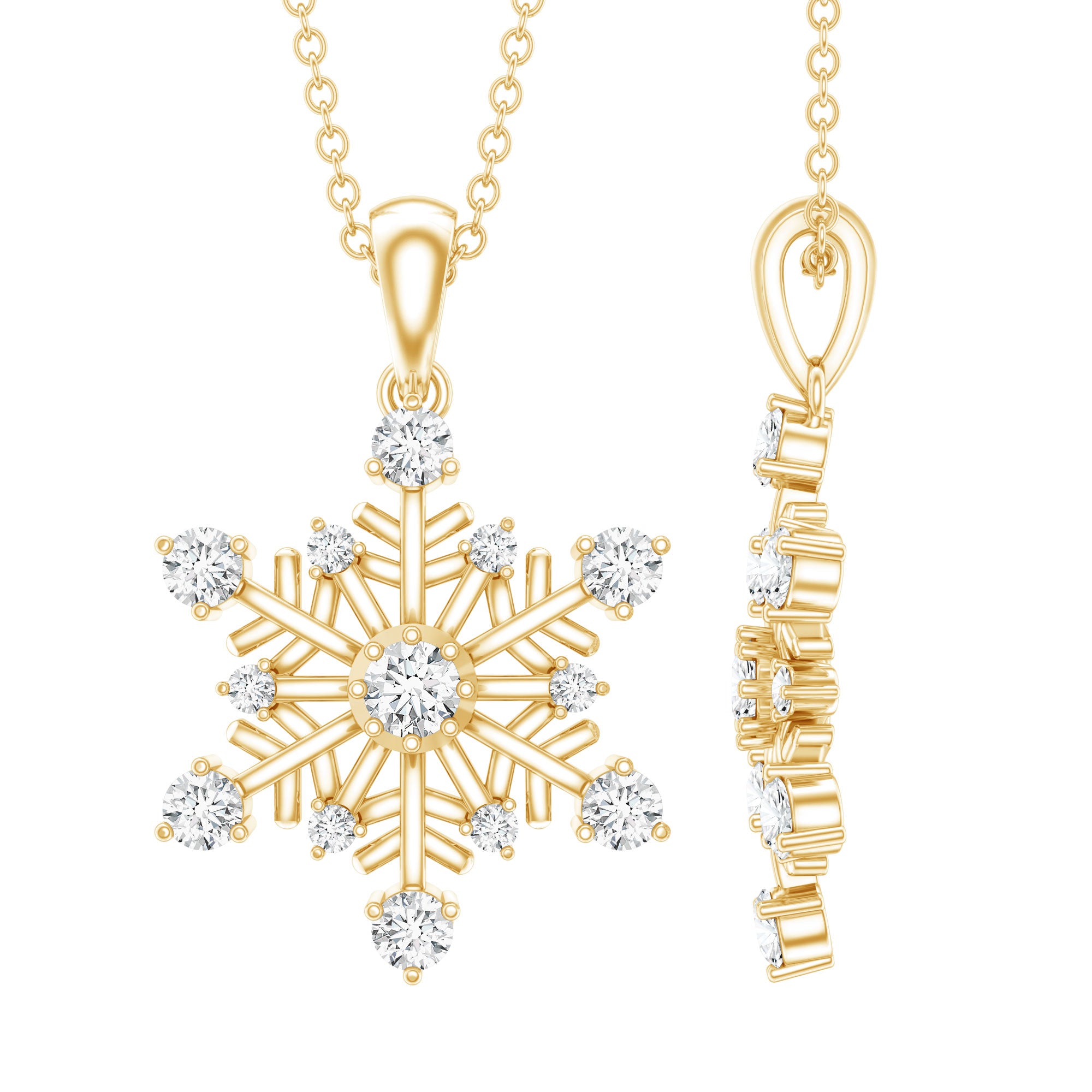 Certified Classic Moissanite Snowflake Pendant Necklace With Chain D-VS1 - Rosec Jewels