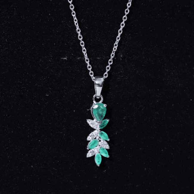 Genuine Emerald and Diamond Designer Bridal Necklace AAA - Rosec Jewels
