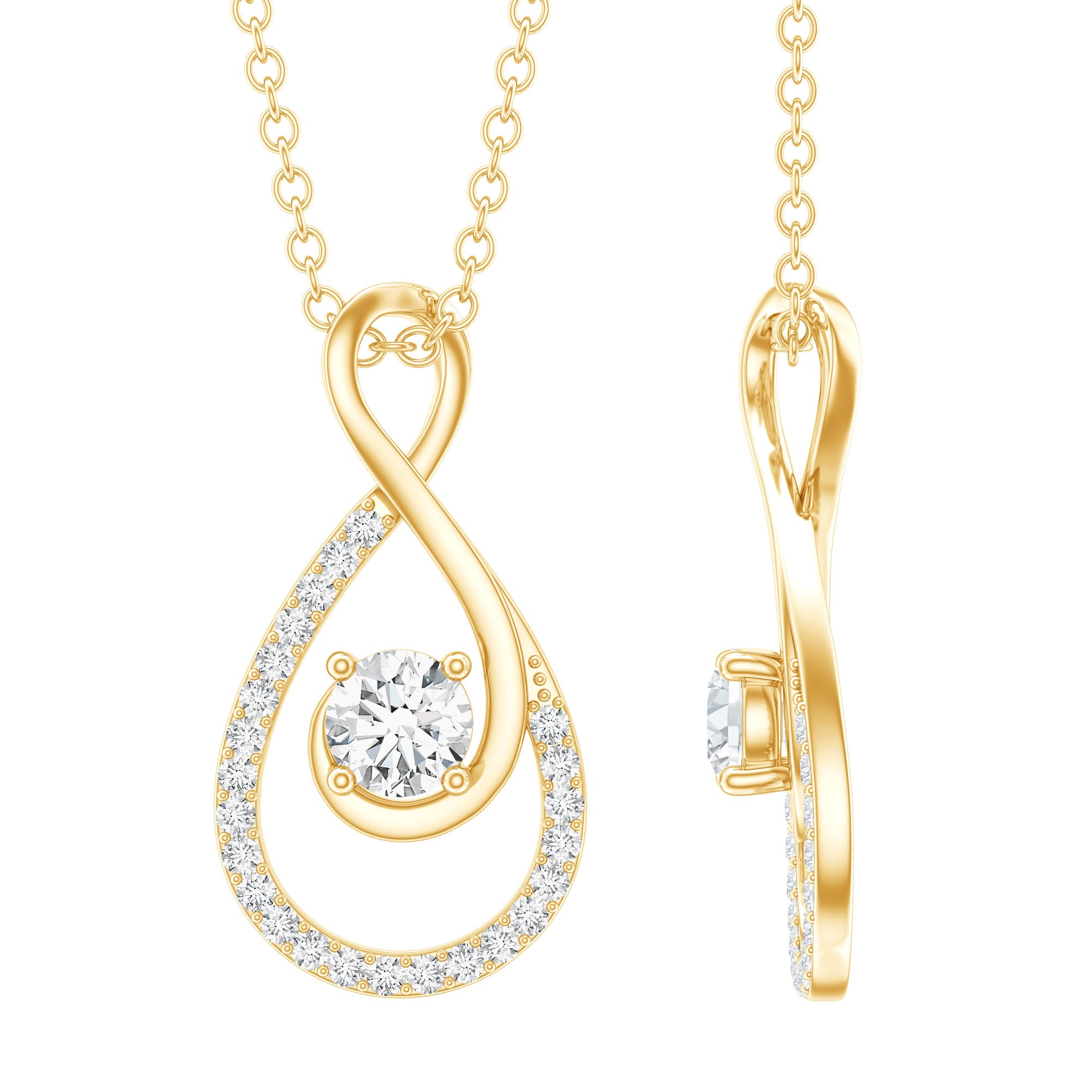 Certified Moissanite Infinity Pendant Necklace for Women D-VS1 - Rosec Jewels
