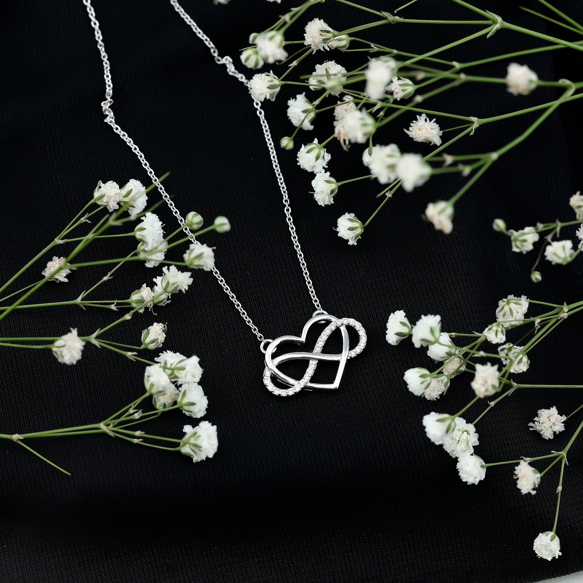 Certified Moissanite Infinity Heart Necklace D-VS1 - Rosec Jewels