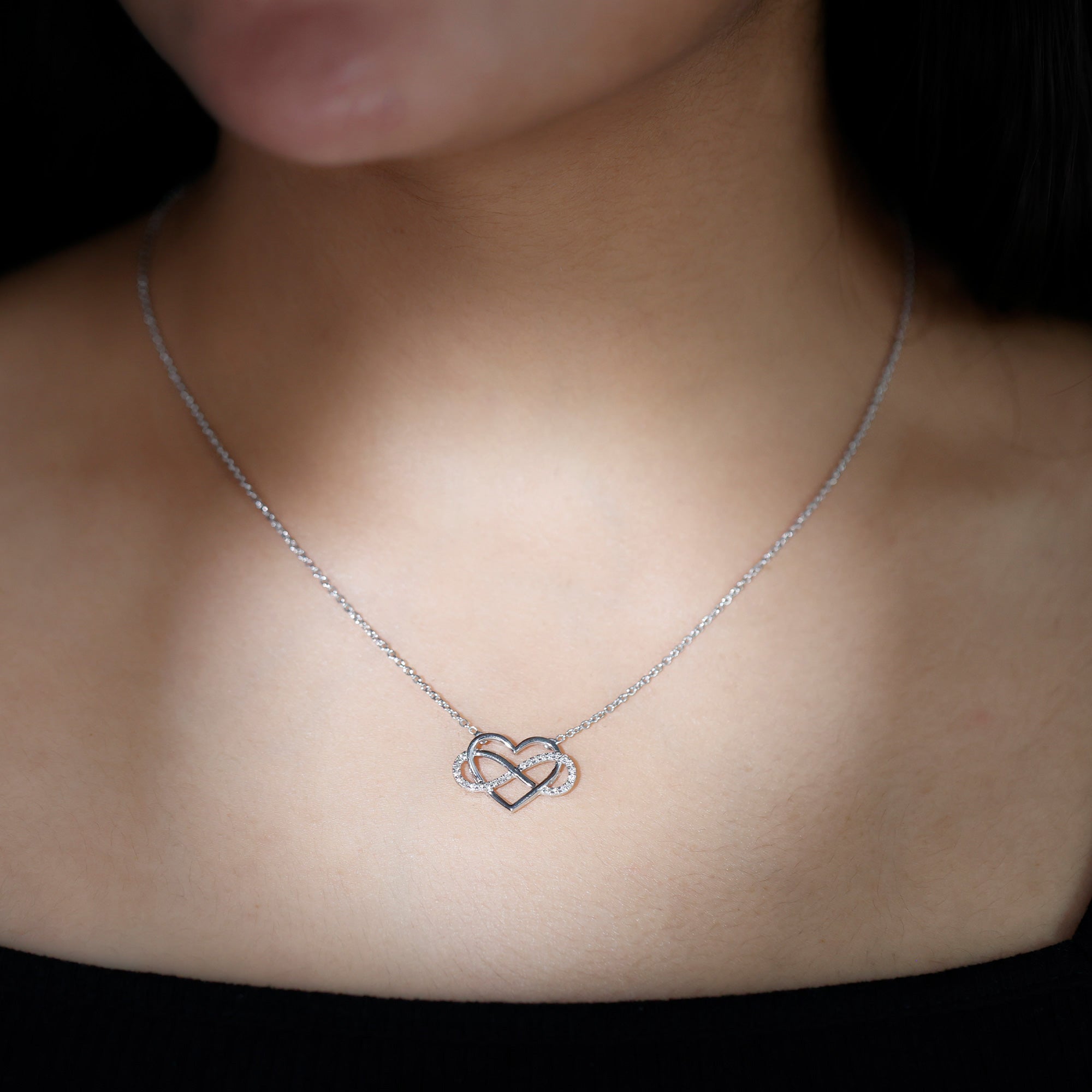Certified Moissanite Infinity Heart Necklace D-VS1 - Rosec Jewels