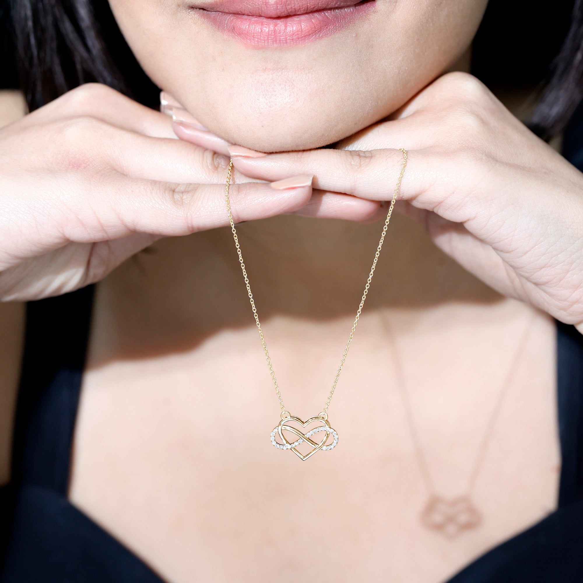 Certified Moissanite Infinity Heart Necklace D-VS1 - Rosec Jewels