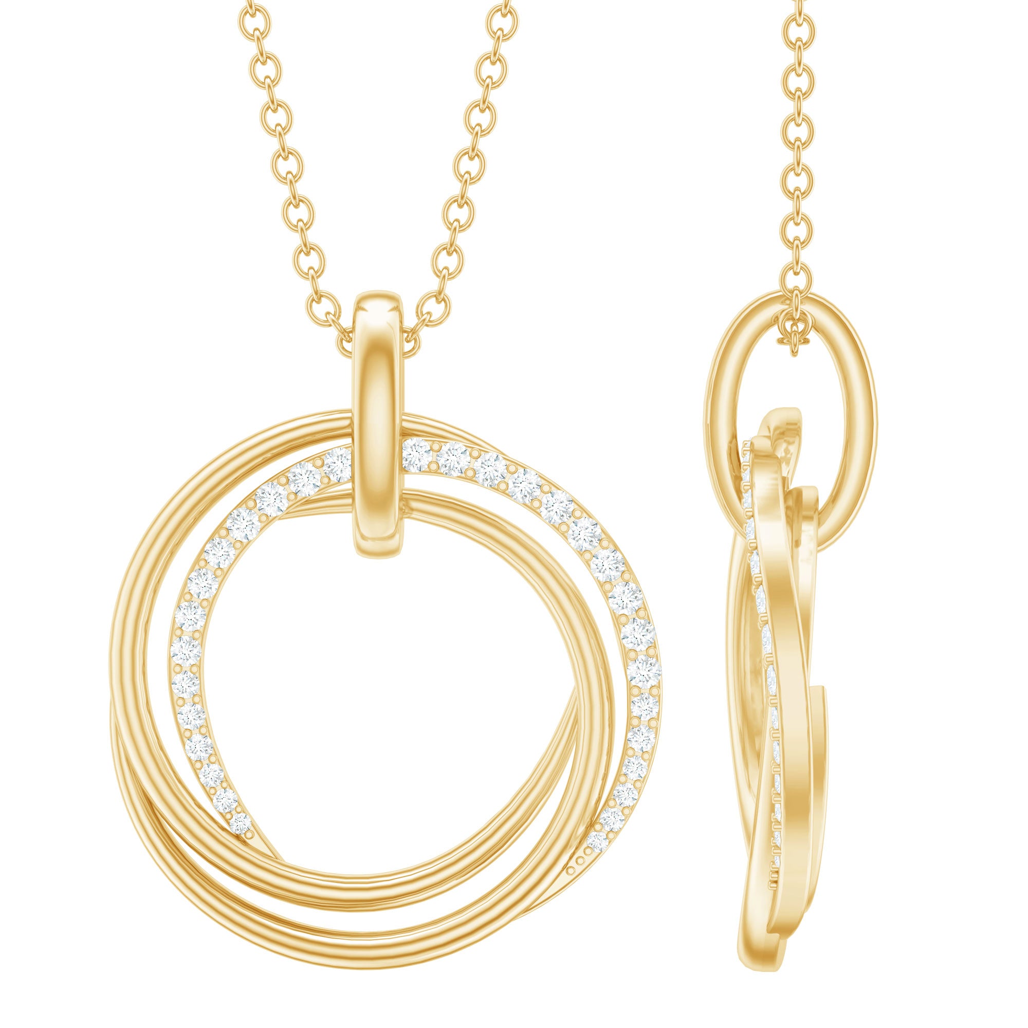 Womens Moissanite Eternity Necklace With Chain D-VS1 - Rosec Jewels