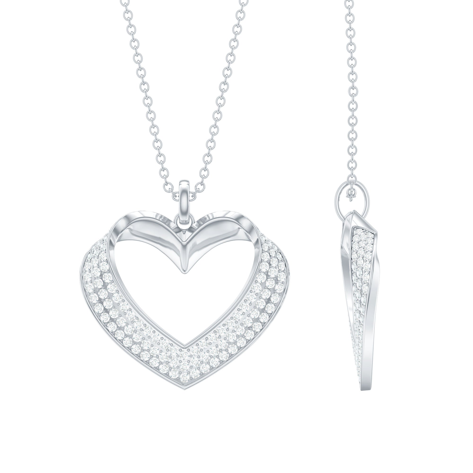 Moissanite Open Heart Bridal Pendant Necklace