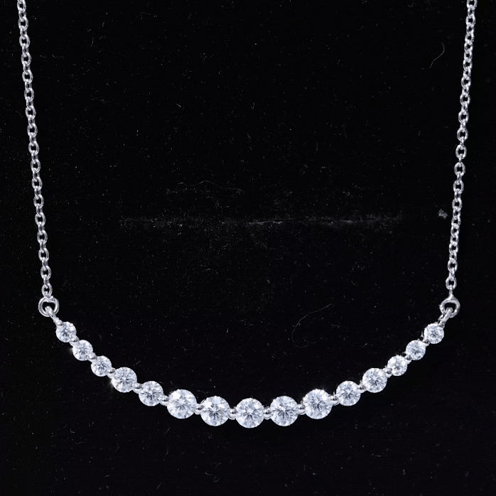Moissanite Curved Bar Necklace for Women D-VS1 - Rosec Jewels