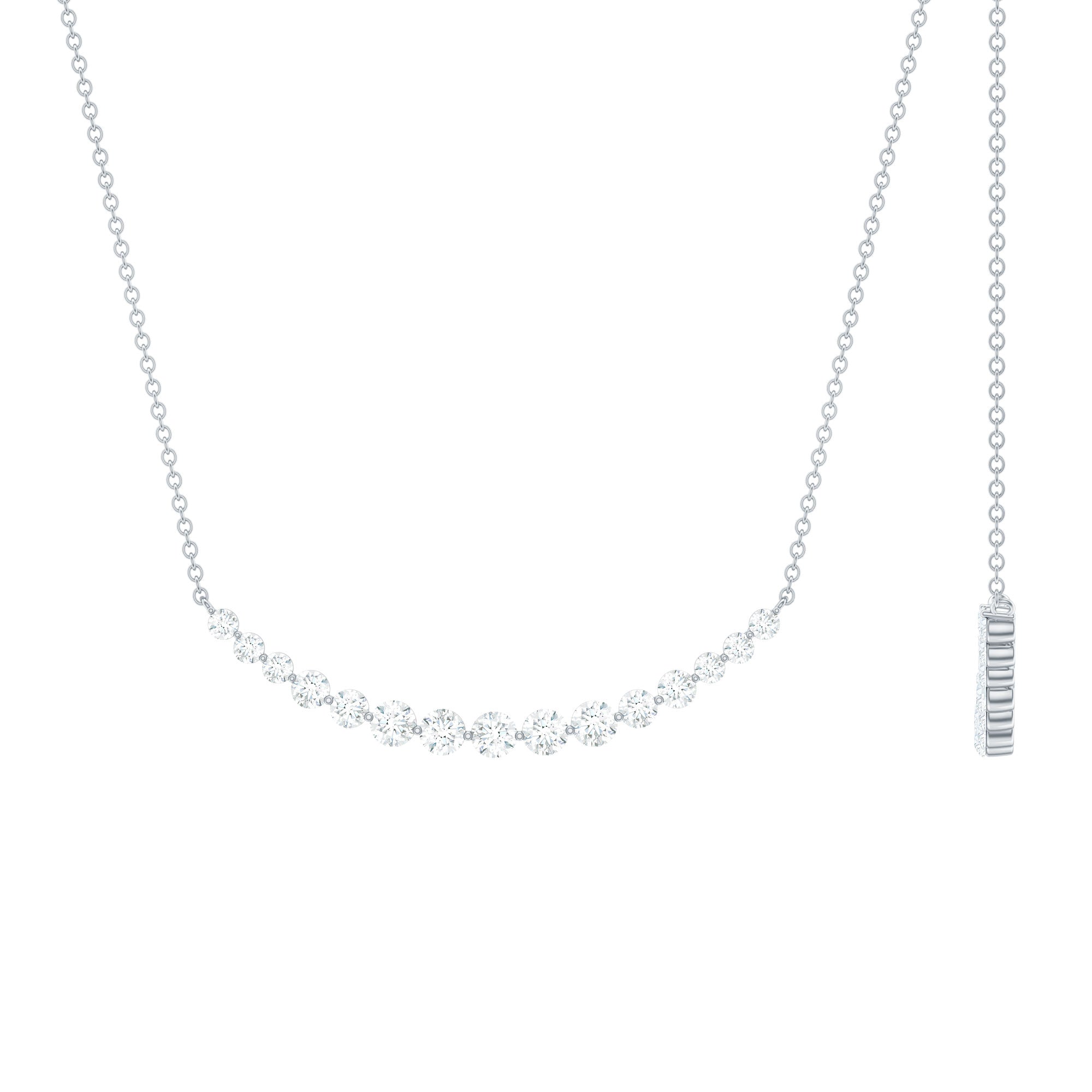 Moissanite Curved Bar Necklace for Women D-VS1 - Rosec Jewels