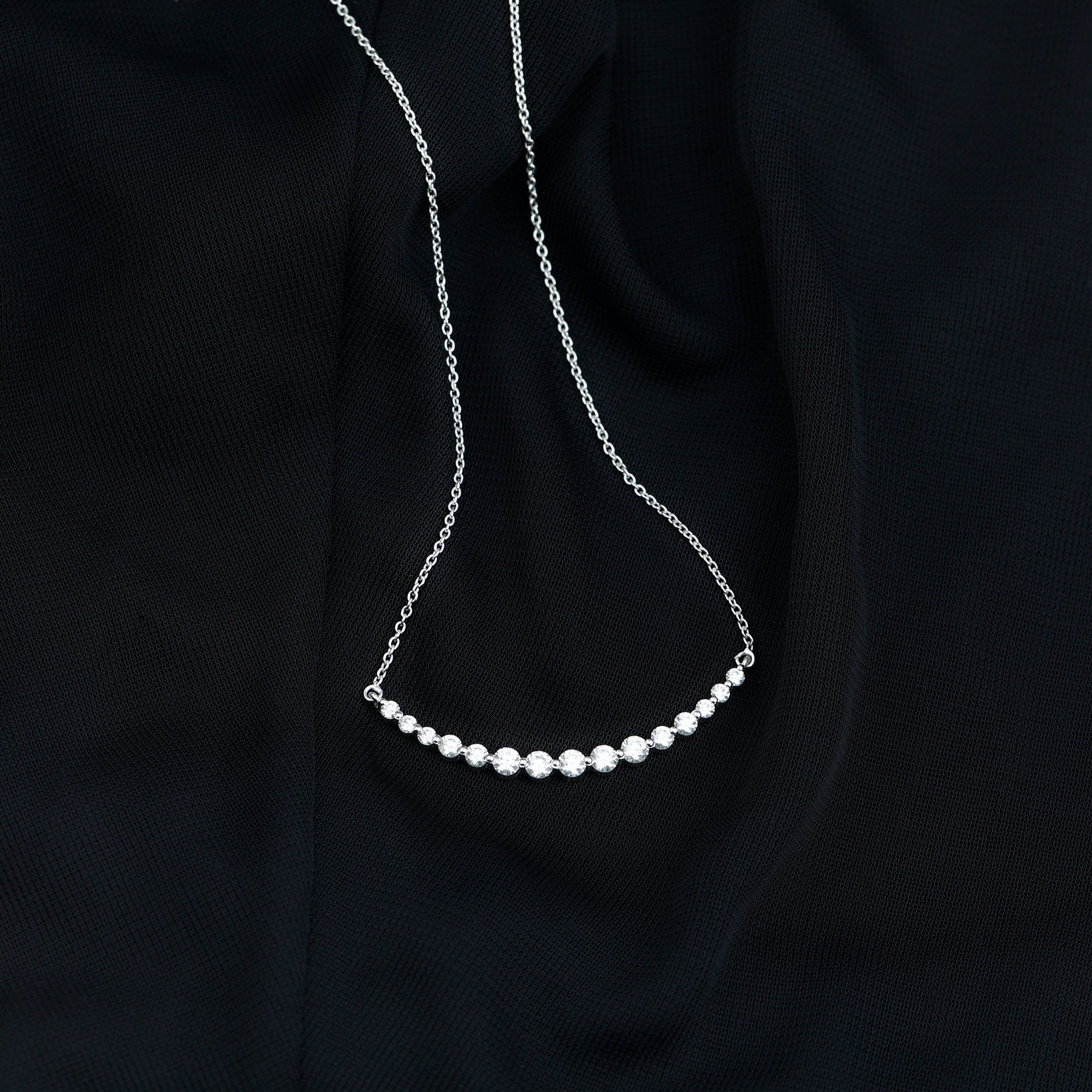 Moissanite Curved Bar Necklace for Women D-VS1 - Rosec Jewels
