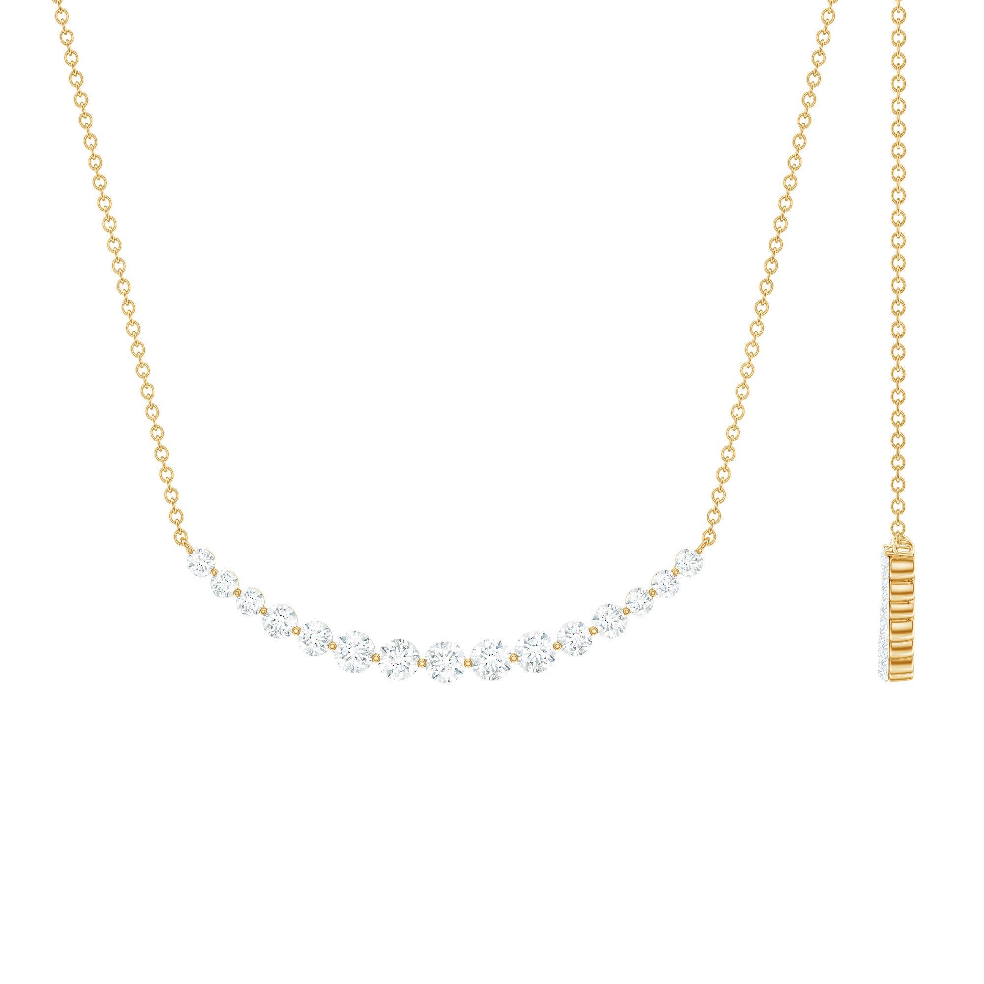 Moissanite Curved Bar Necklace for Women D-VS1 - Rosec Jewels