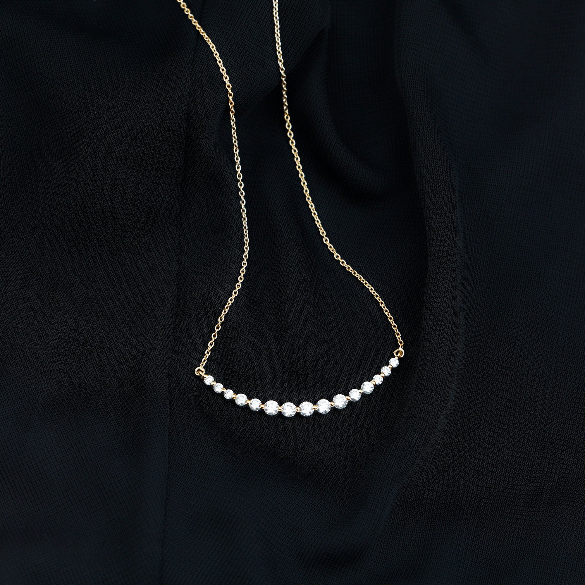 Moissanite Curved Bar Necklace for Women D-VS1 - Rosec Jewels