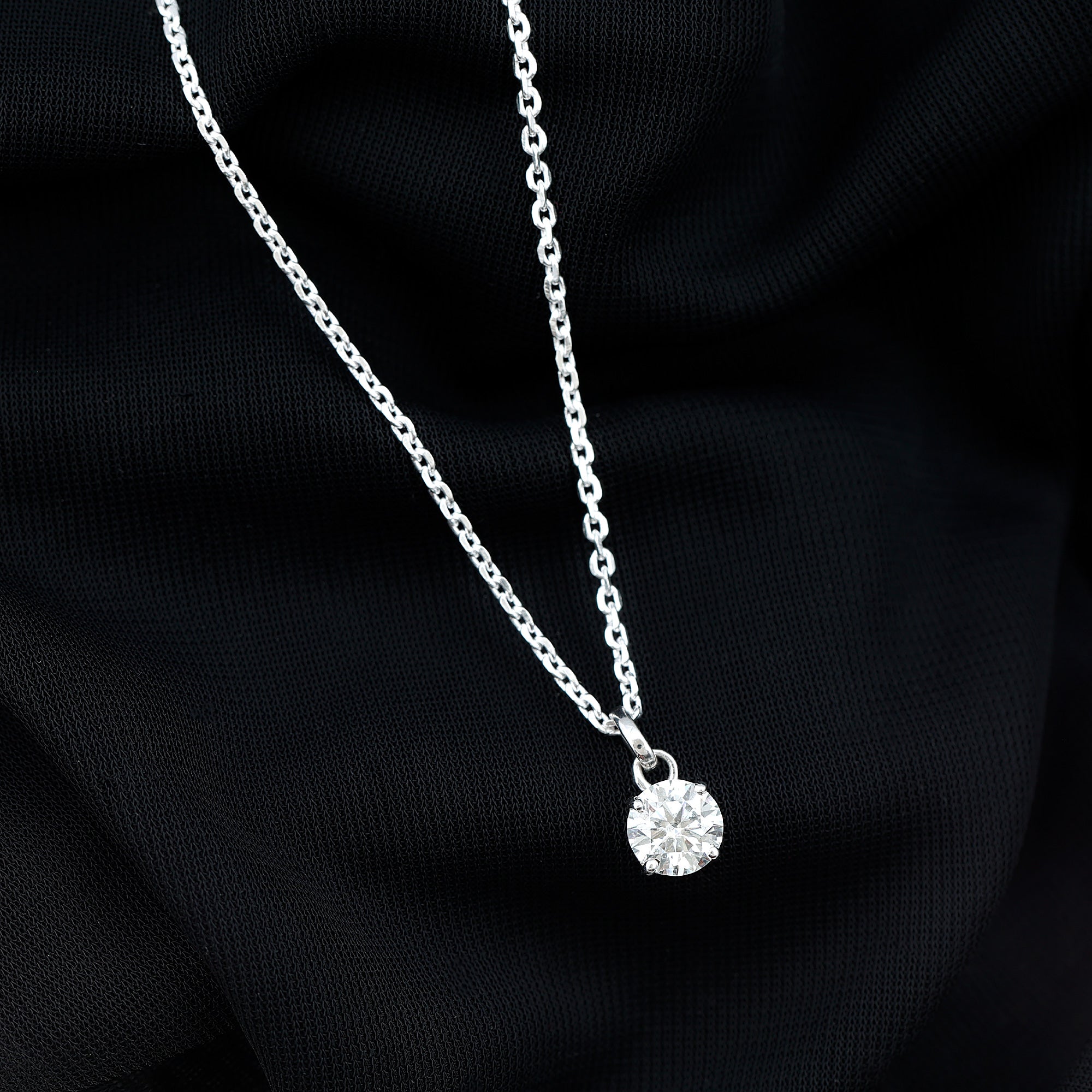 1.36 Carat Round Moissanite Solitaire Pendant Necklace in Prong Setting D-VS1 - Rosec Jewels