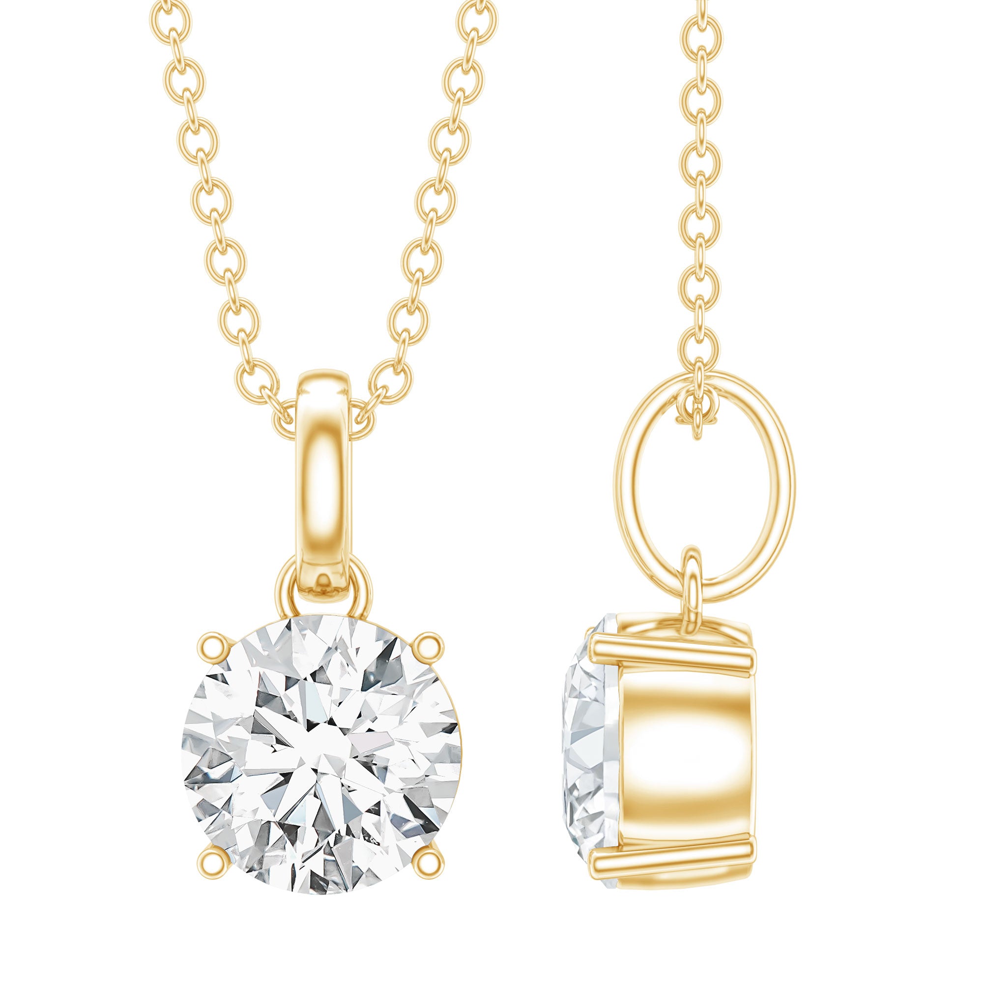 1.36 Carat Round Moissanite Solitaire Pendant Necklace in Prong Setting D-VS1 - Rosec Jewels
