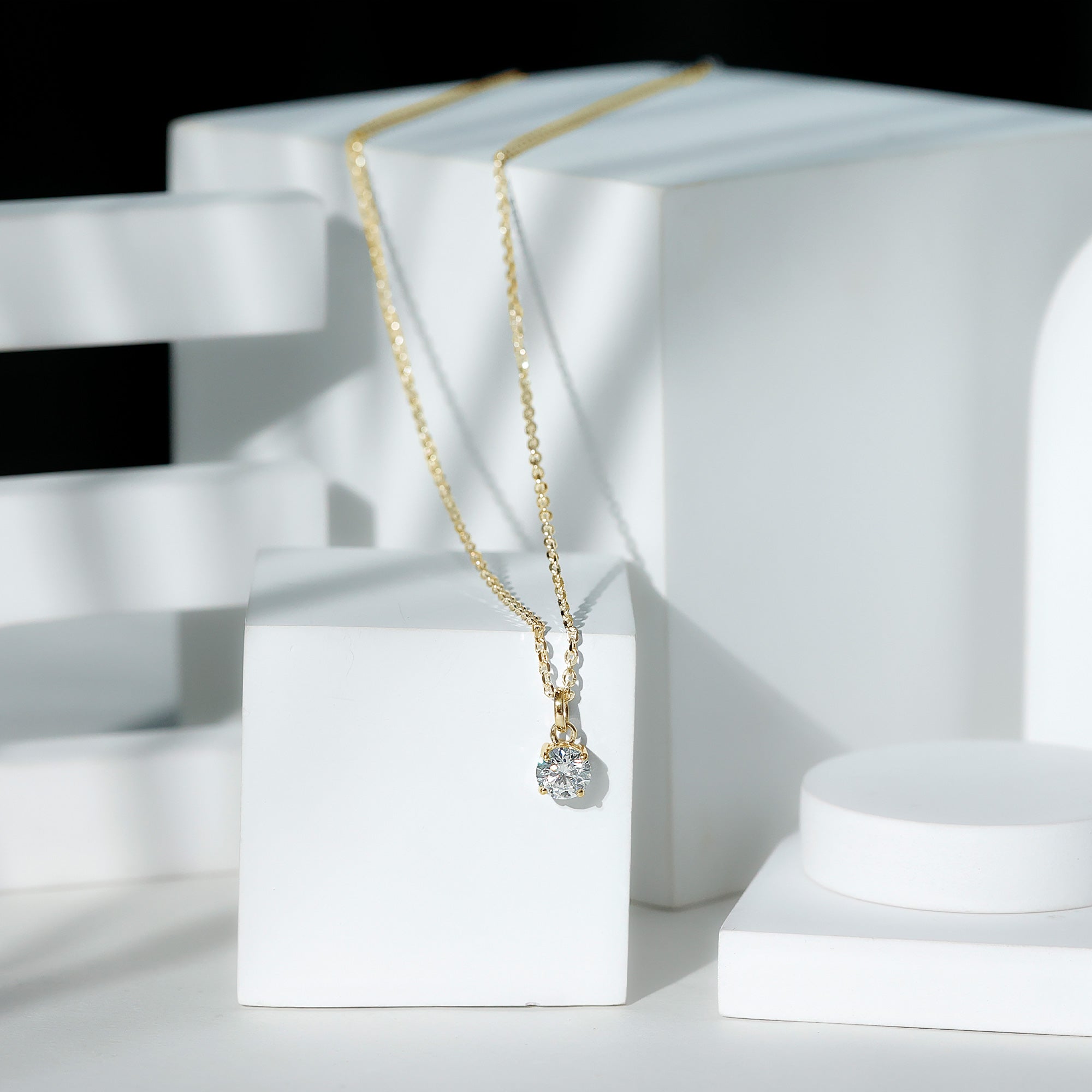 1.36 Carat Round Moissanite Solitaire Pendant Necklace in Prong Setting D-VS1 - Rosec Jewels