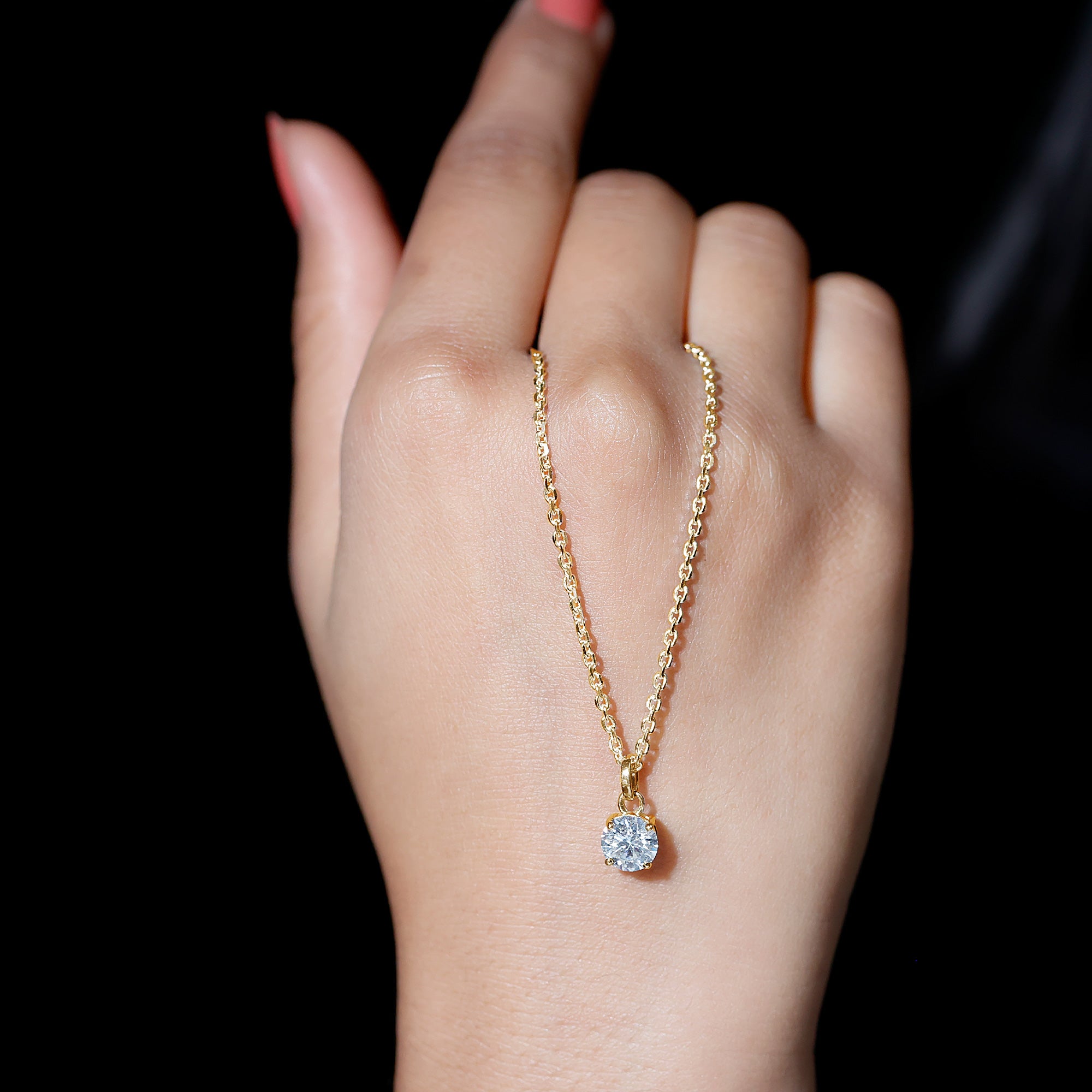 1.36 Carat Round Moissanite Solitaire Pendant Necklace in Prong Setting D-VS1 - Rosec Jewels