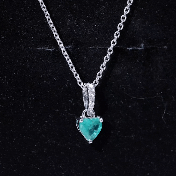 Heart Shape Emerald Promise Necklace with Diamond Accent Bail AAA - Rosec Jewels