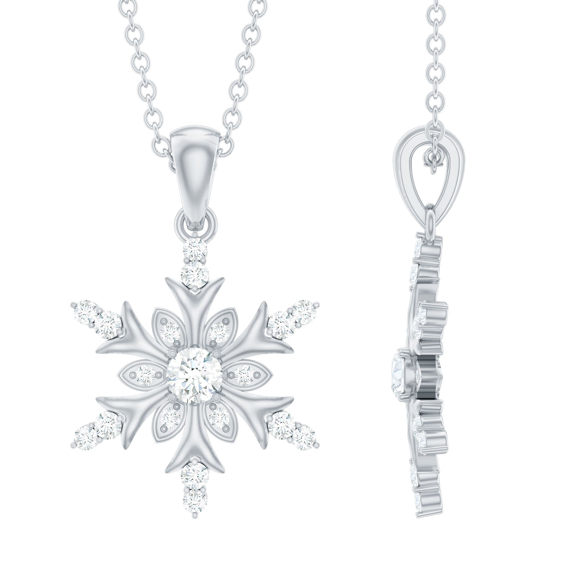 Certified Diamond Snowflake Christmas Necklace