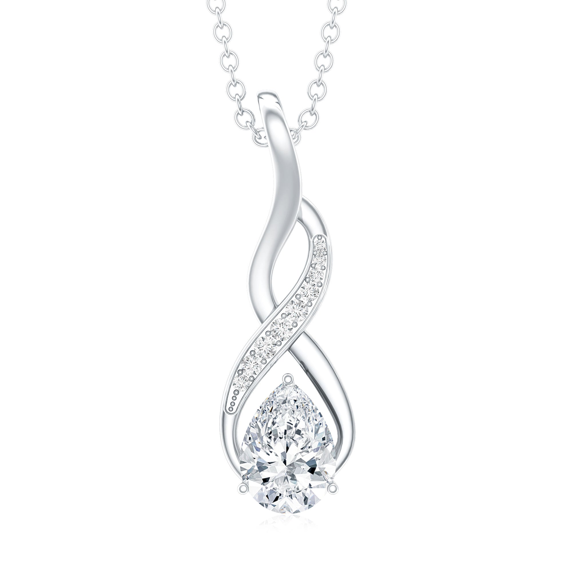 Certified Pear Shape Moissanite Infinity Pendant for Women D-VS1 - Rosec Jewels