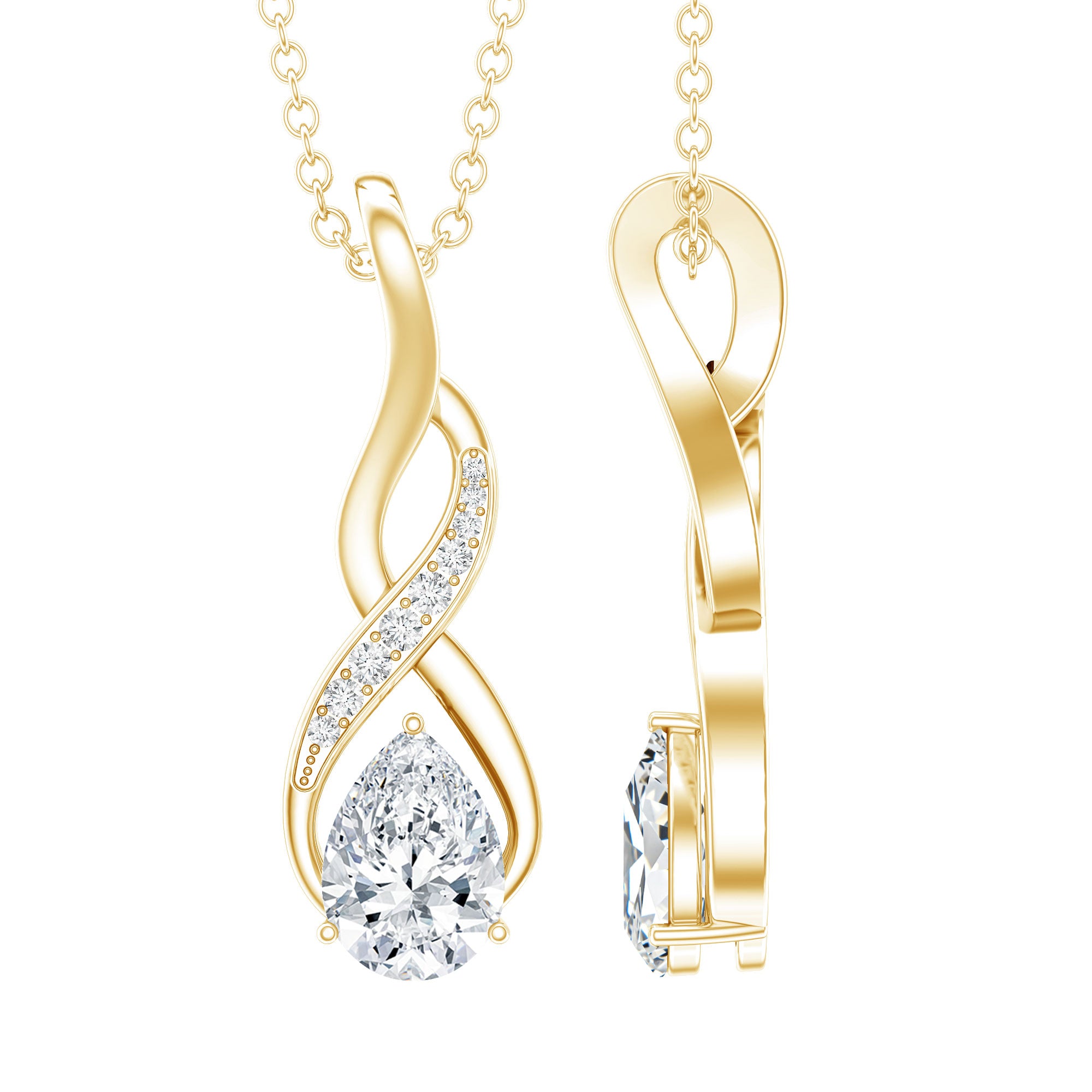 Certified Pear Shape Moissanite Infinity Pendant for Women D-VS1 - Rosec Jewels