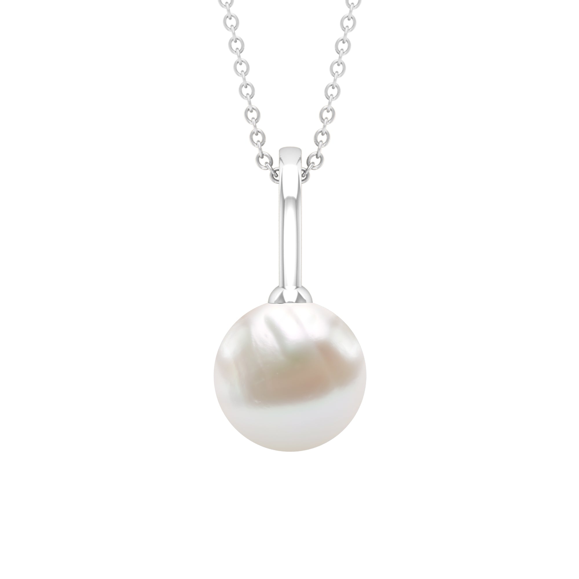 Bead Set Round Freshwater Pearl Solitaire Pendant