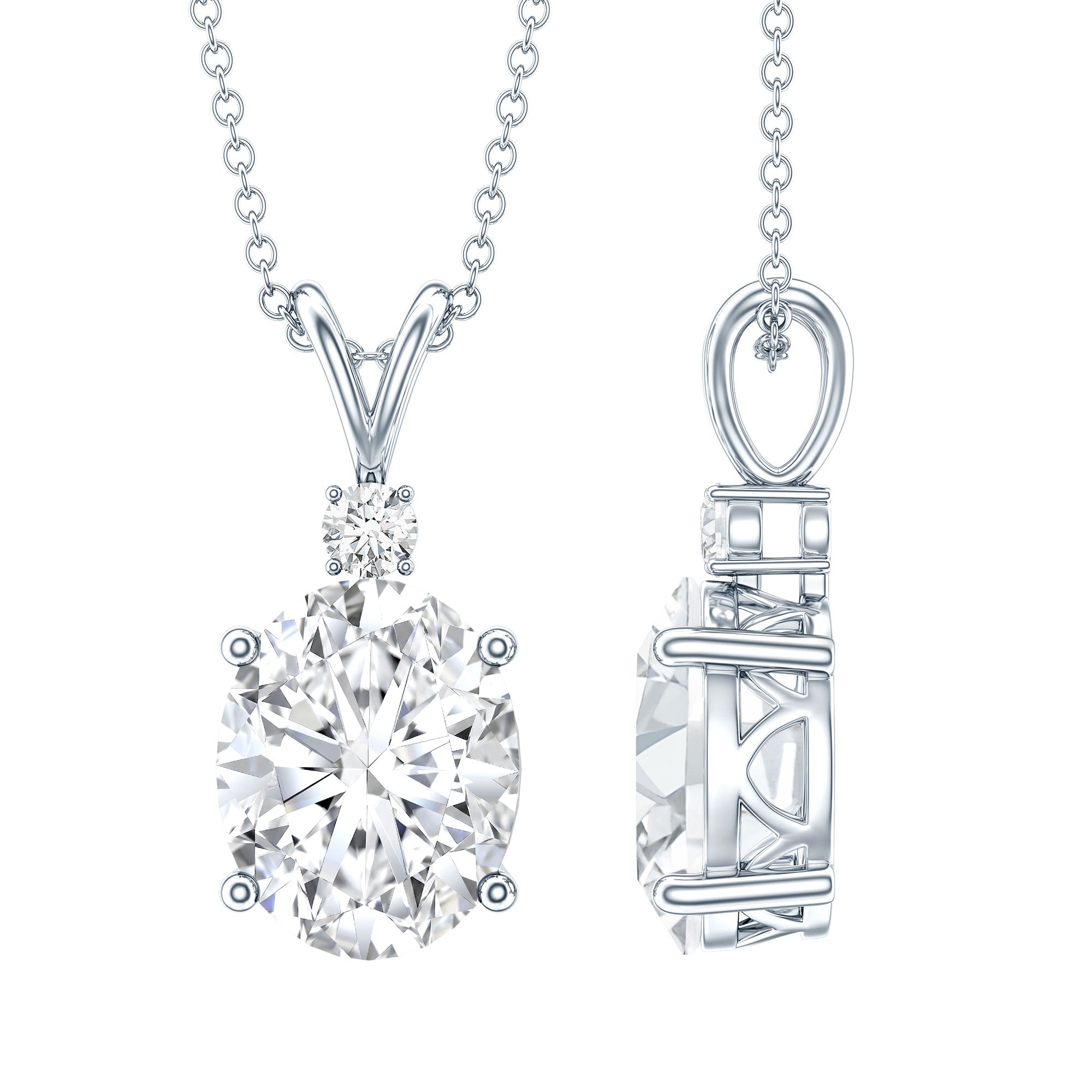 Simulated Diamond Simple Pendant Necklace
