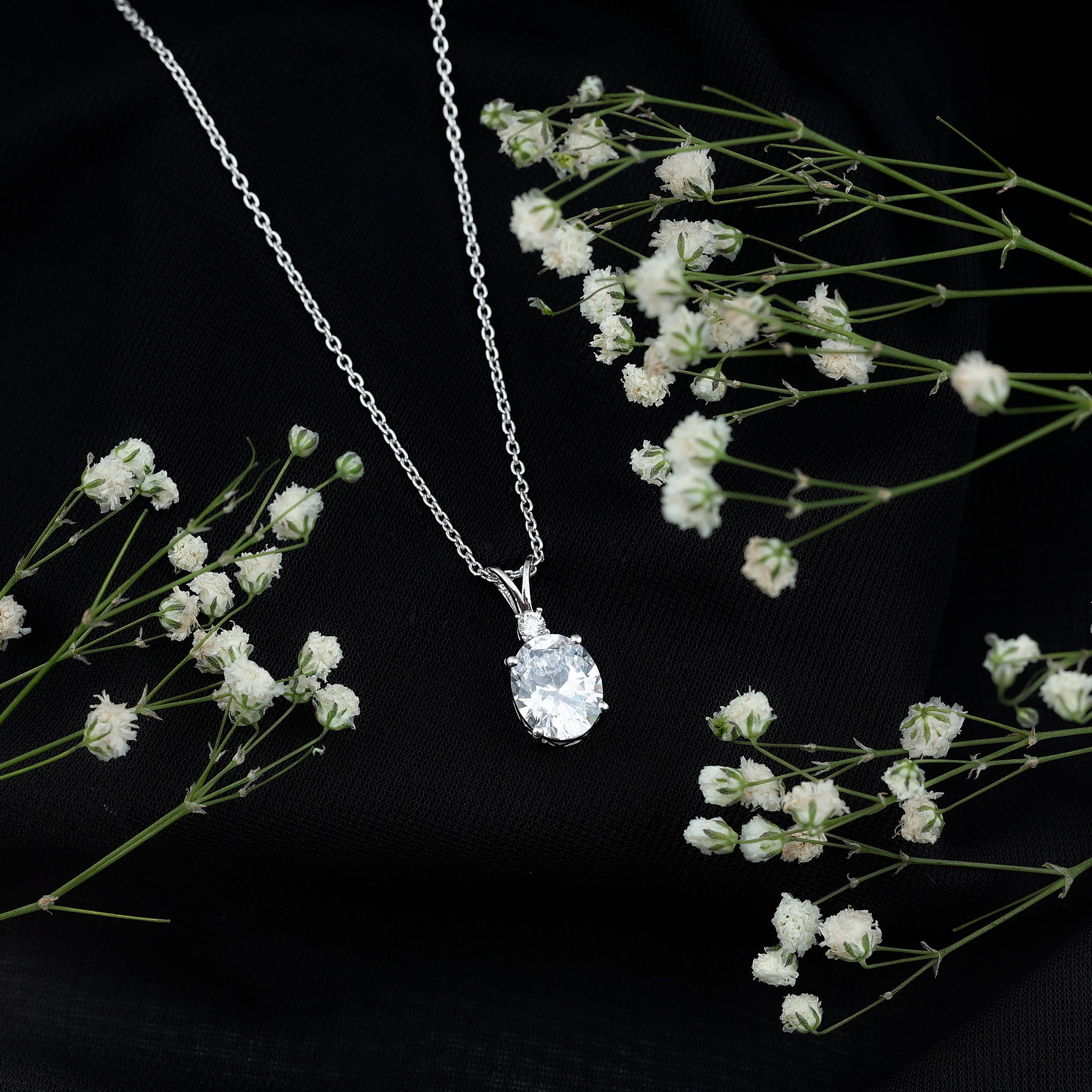Simulated Diamond Simple Pendant Necklace AAAAA - Rosec Jewels