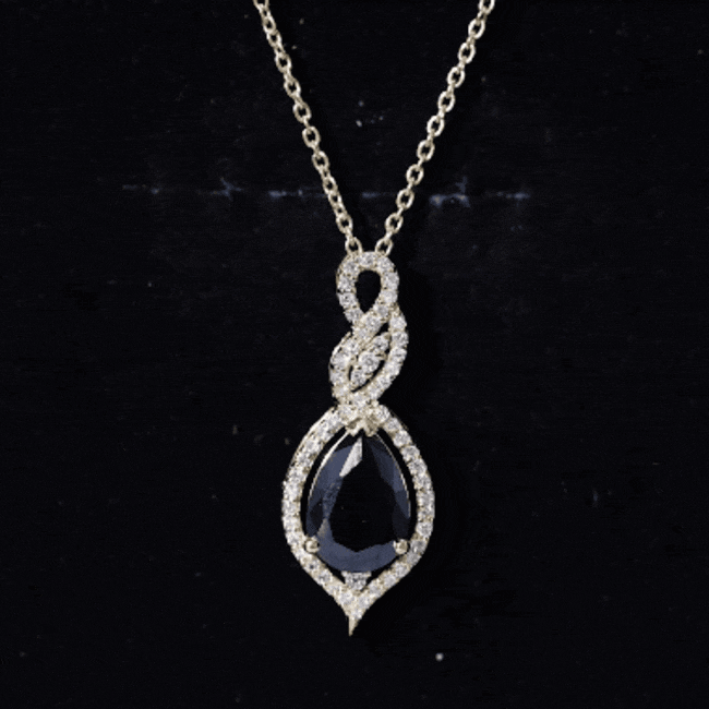 Created Black Diamond Teardrop Dangle Pendant with Diamond Accent AAAA ( Synthetic ) - Rosec Jewels