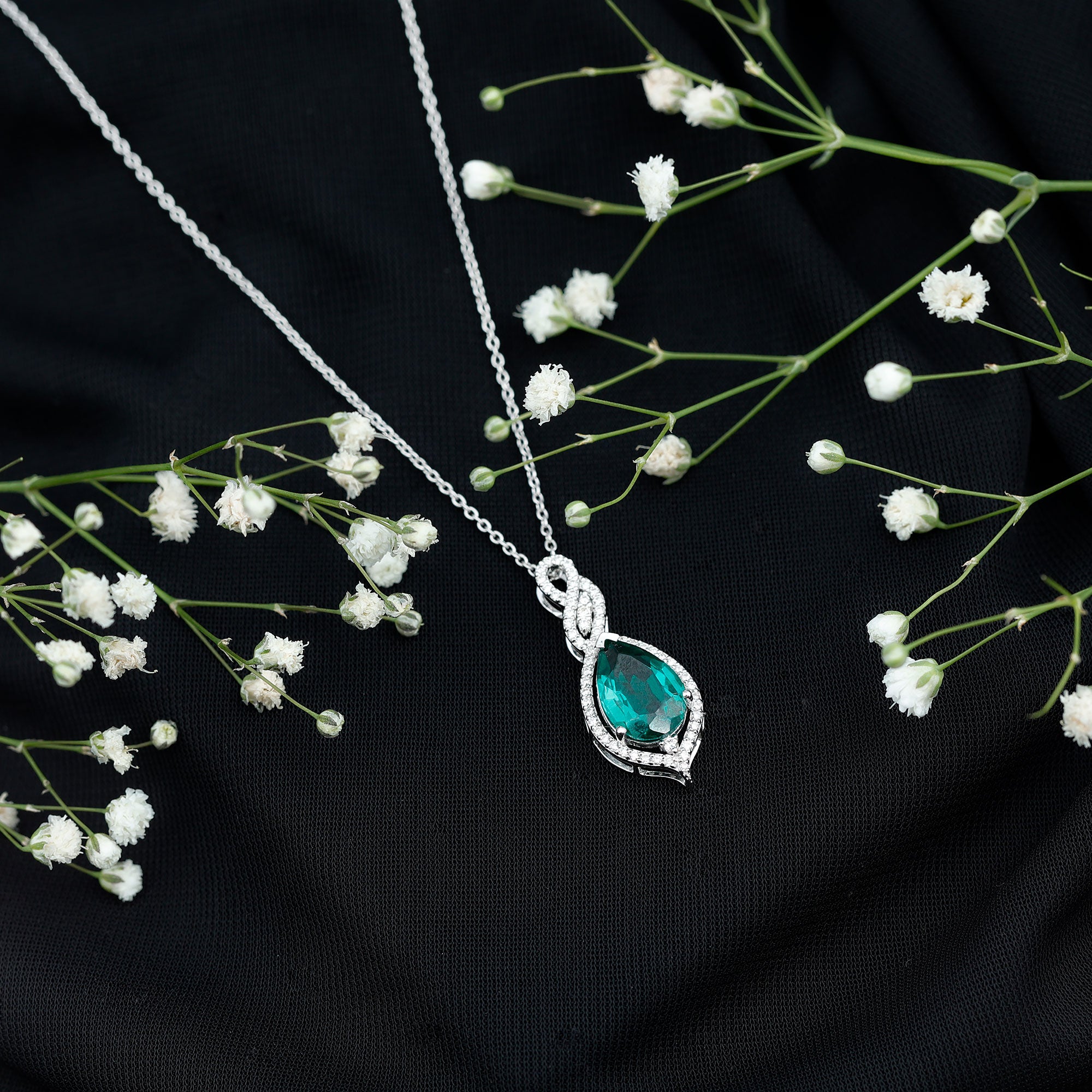 Certified 2.5 Carat Lab Grown Emerald and Diamond Bridal Necklace AAAA - Rosec Jewels