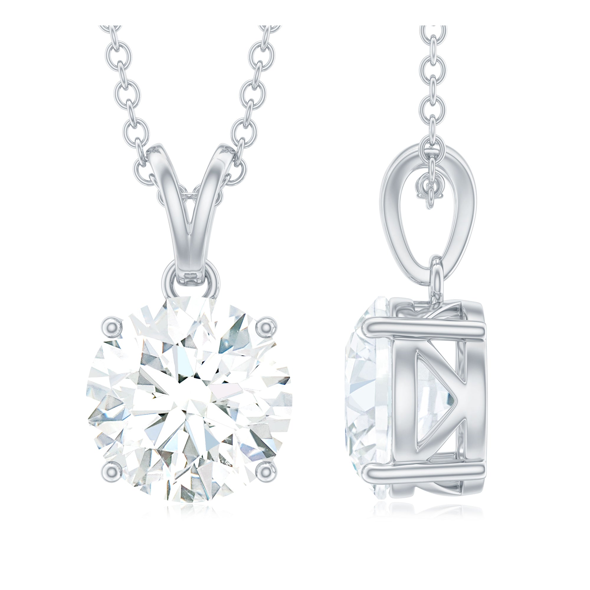 Certified Brilliant Cut Lab Grown 2 Carat Diamond Solitaire Necklace