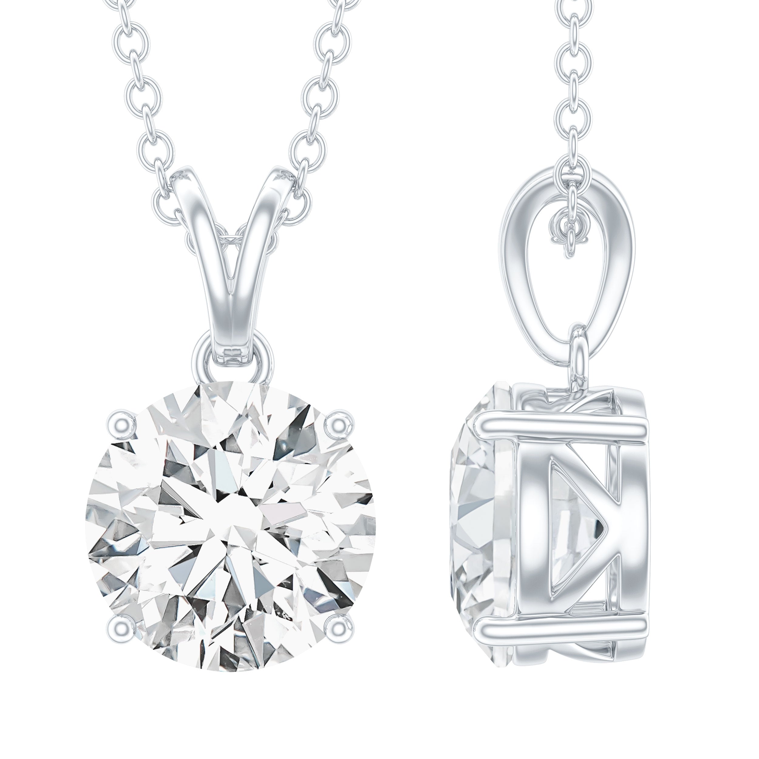 Certified Brilliant Cut Lab Grown 2 Carat Diamond Solitaire Necklace