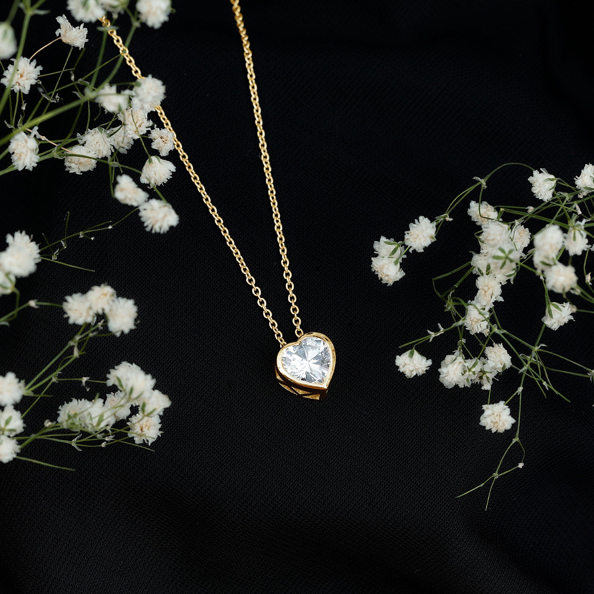 Rosec Jewels-Bezel Set 8mm Lab Grown Diamond Heart Locket Necklace for Women