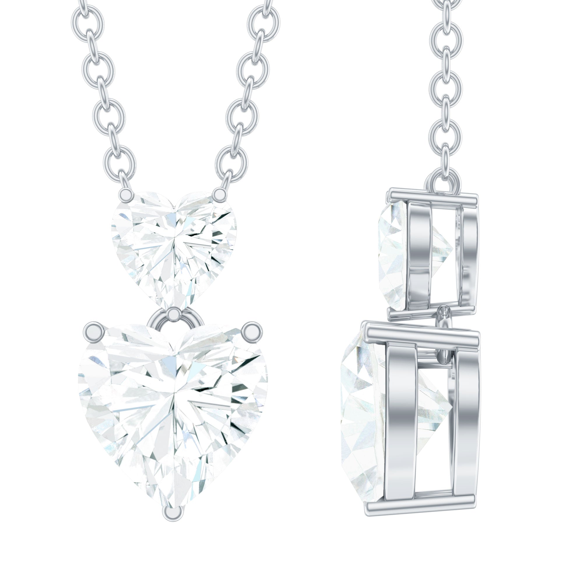 Rosec Jewels-Certified Lab Grown Diamond Double Heart Promise Necklace