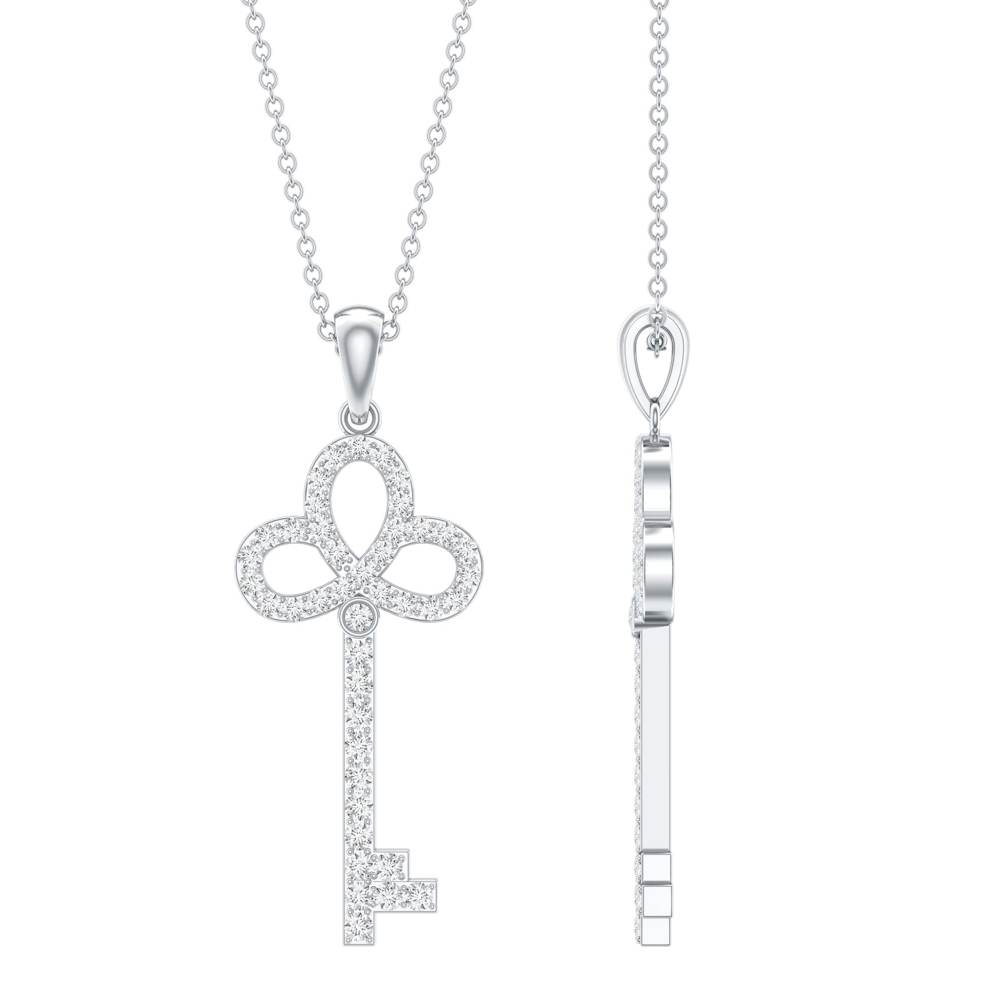Certified Lab Created Diamond Key To My Heart Necklace Lab - ( EF-VS ) - Rosec Jewels