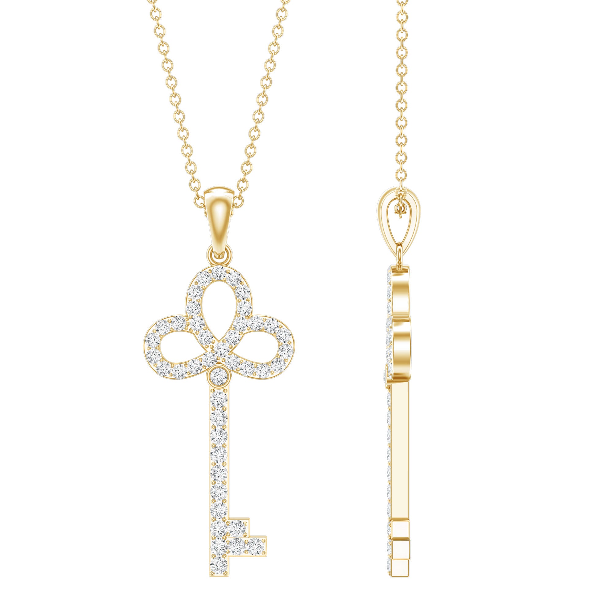 Certified Lab Created Diamond Key To My Heart Necklace Lab - ( EF-VS ) - Rosec Jewels