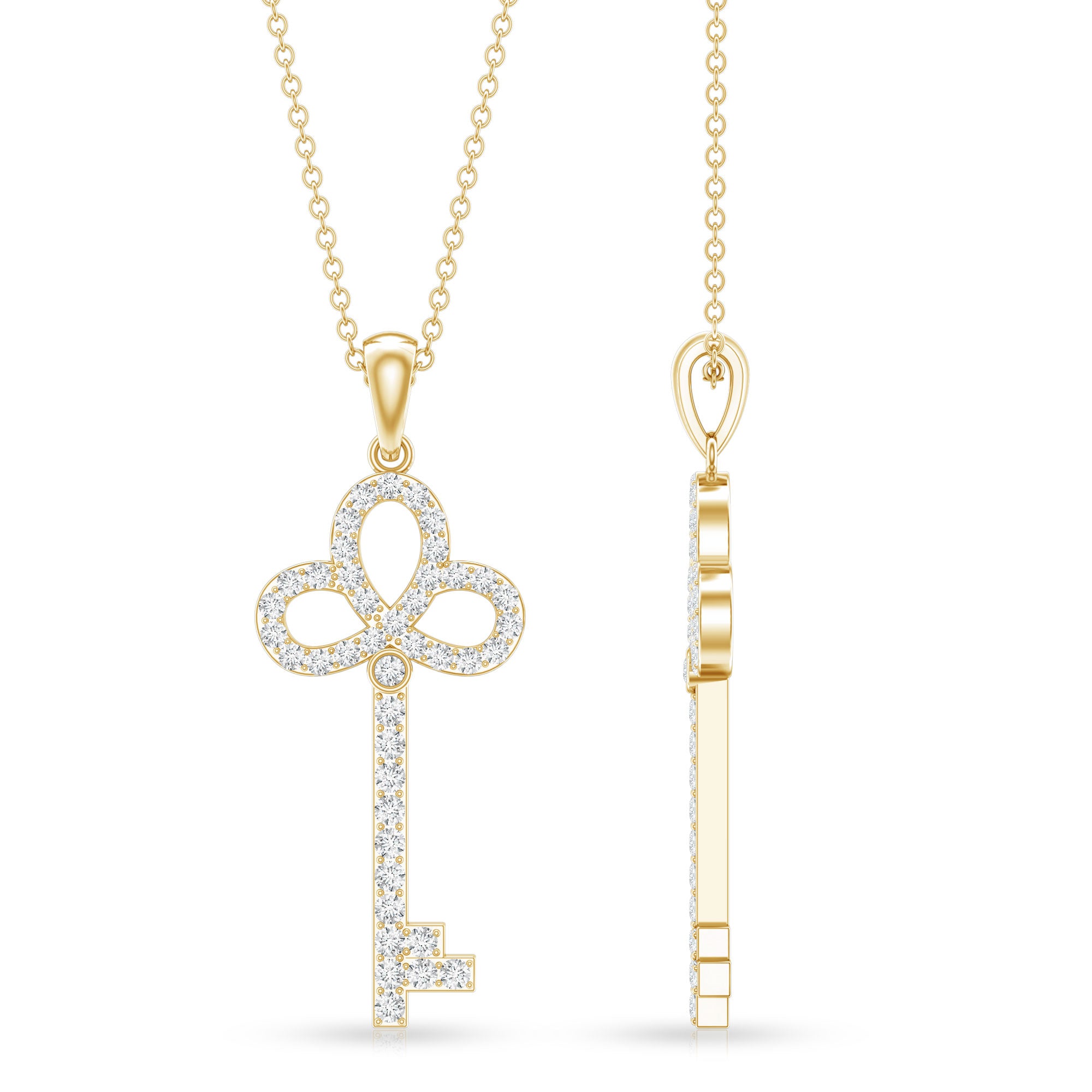 Certified Lab Created Diamond Key To My Heart Necklace Lab - ( EF-VS ) - Rosec Jewels
