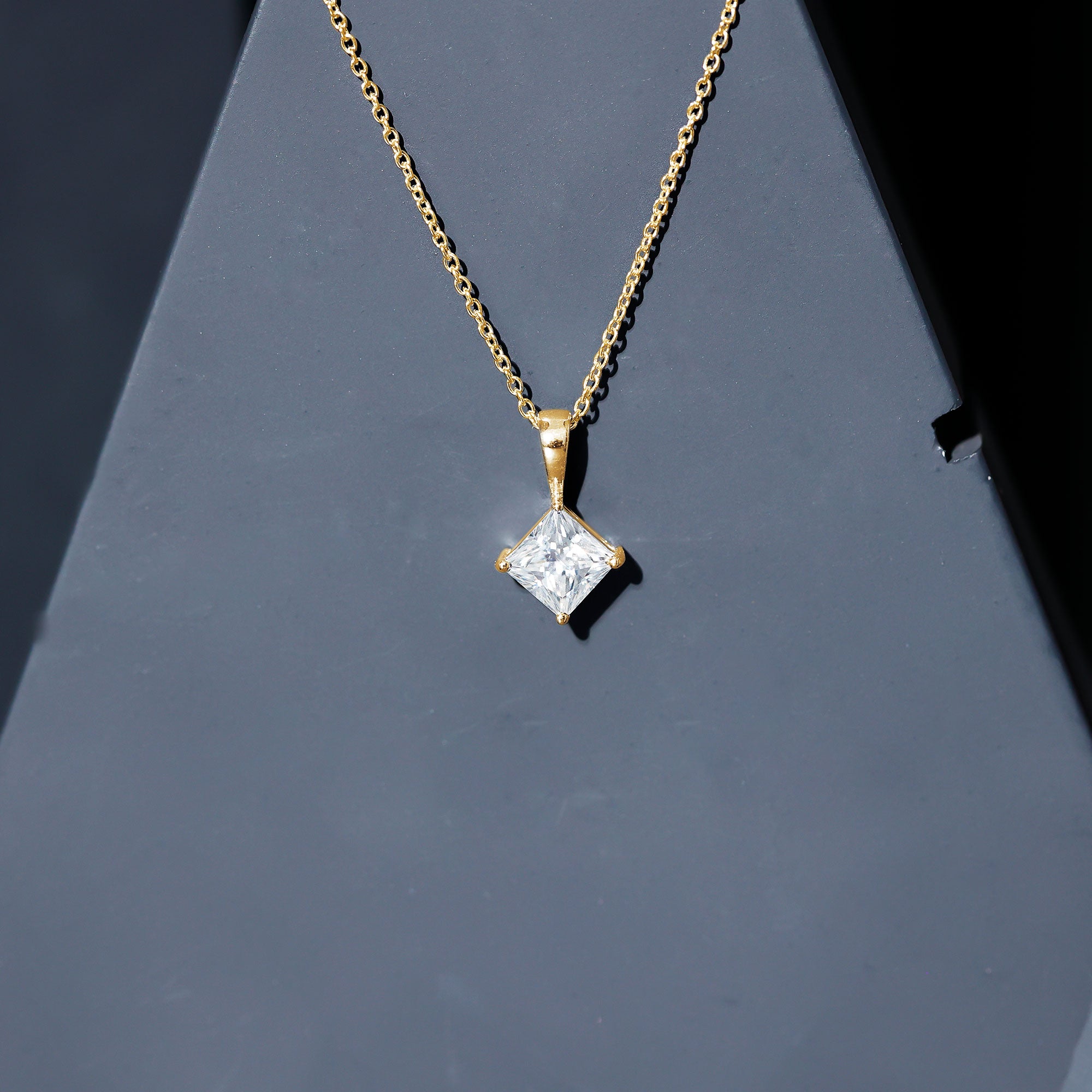 4 Carat Princess Cut Lab Grown Diamond Solitaire Pendant with IGI Certificate Lab - ( E-VS1 ) - Rosec Jewels