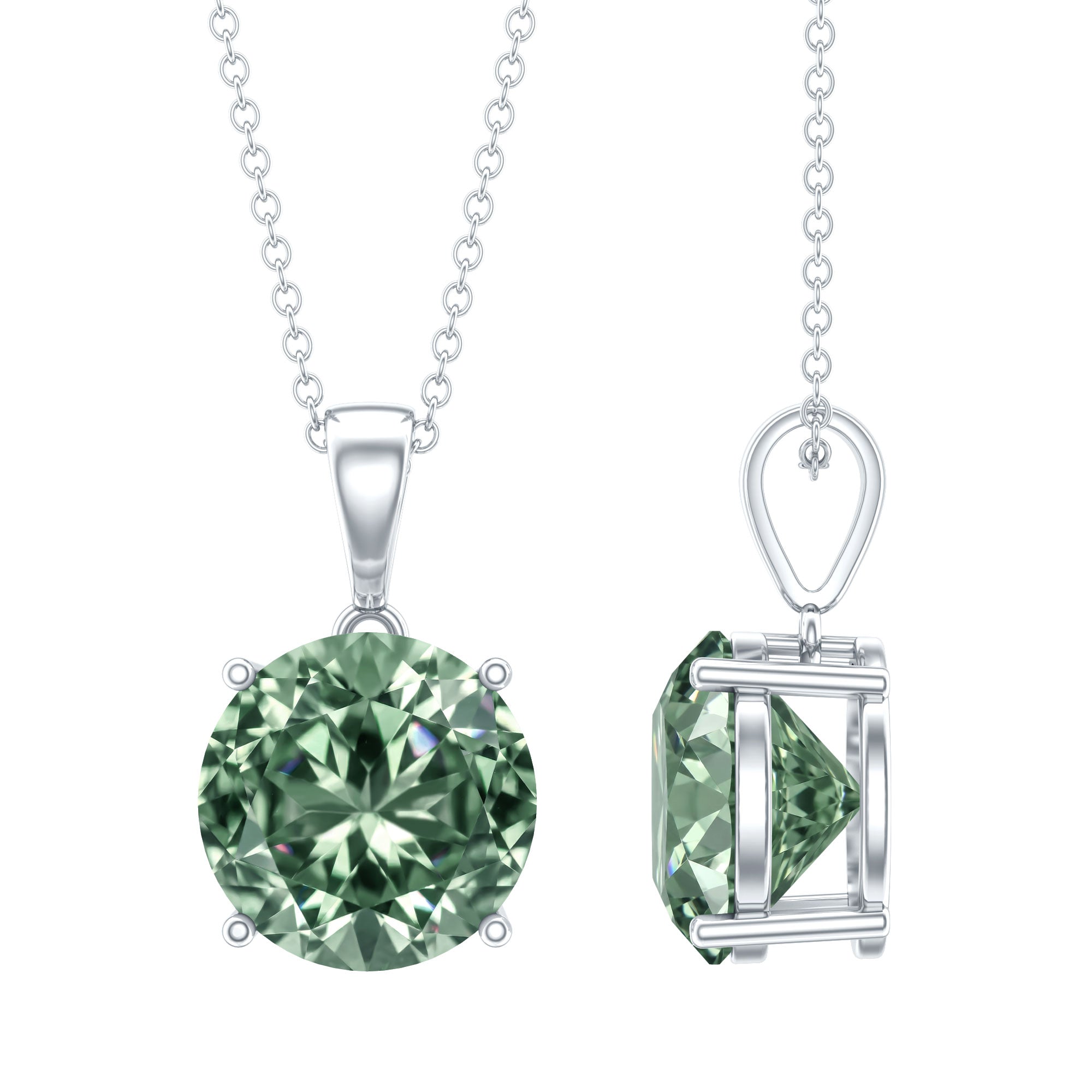 IGI Certified Round Lab Grown Green Diamond Solitaire Necklace 5 Carat Vivid Green - VS1 - Rosec Jewels