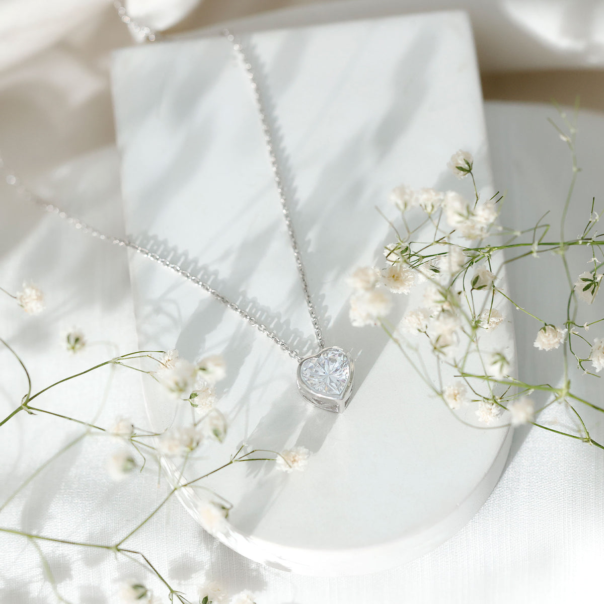 Bezel Set 2 Carat Lab Grown Diamond Heart Necklace with IGI Certificate Lab - ( E-VS1 ) - Rosec Jewels